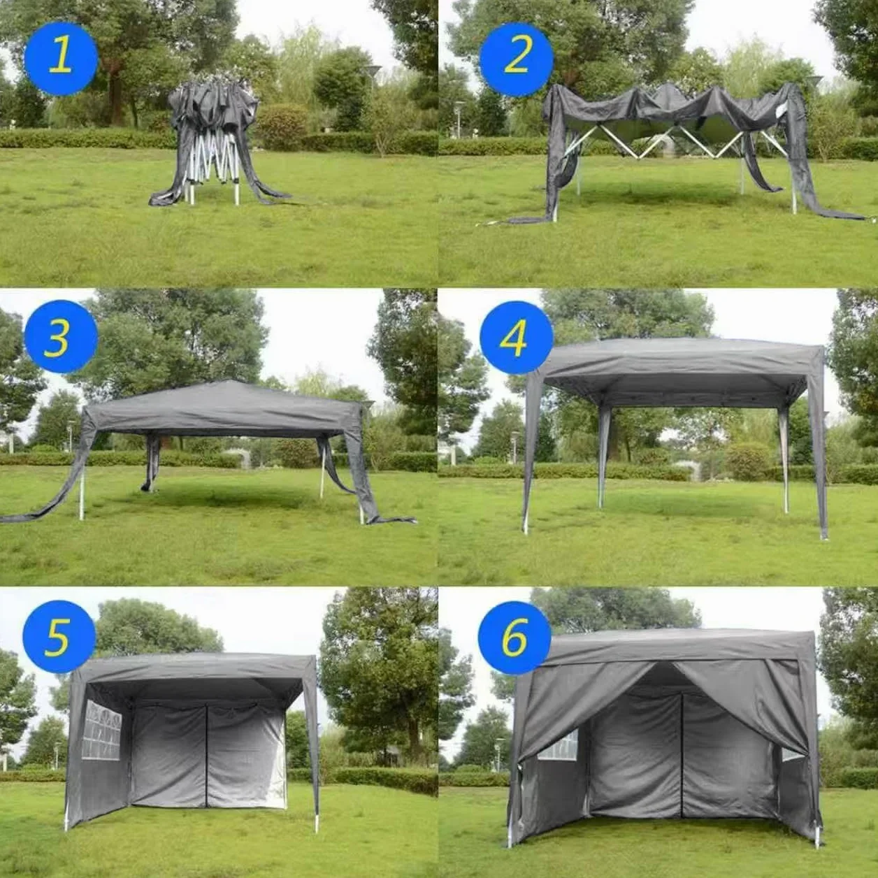 Tonnelle Pliante 3x3M Professionnel avec Rideaux, Tente de Jardin UV50+
