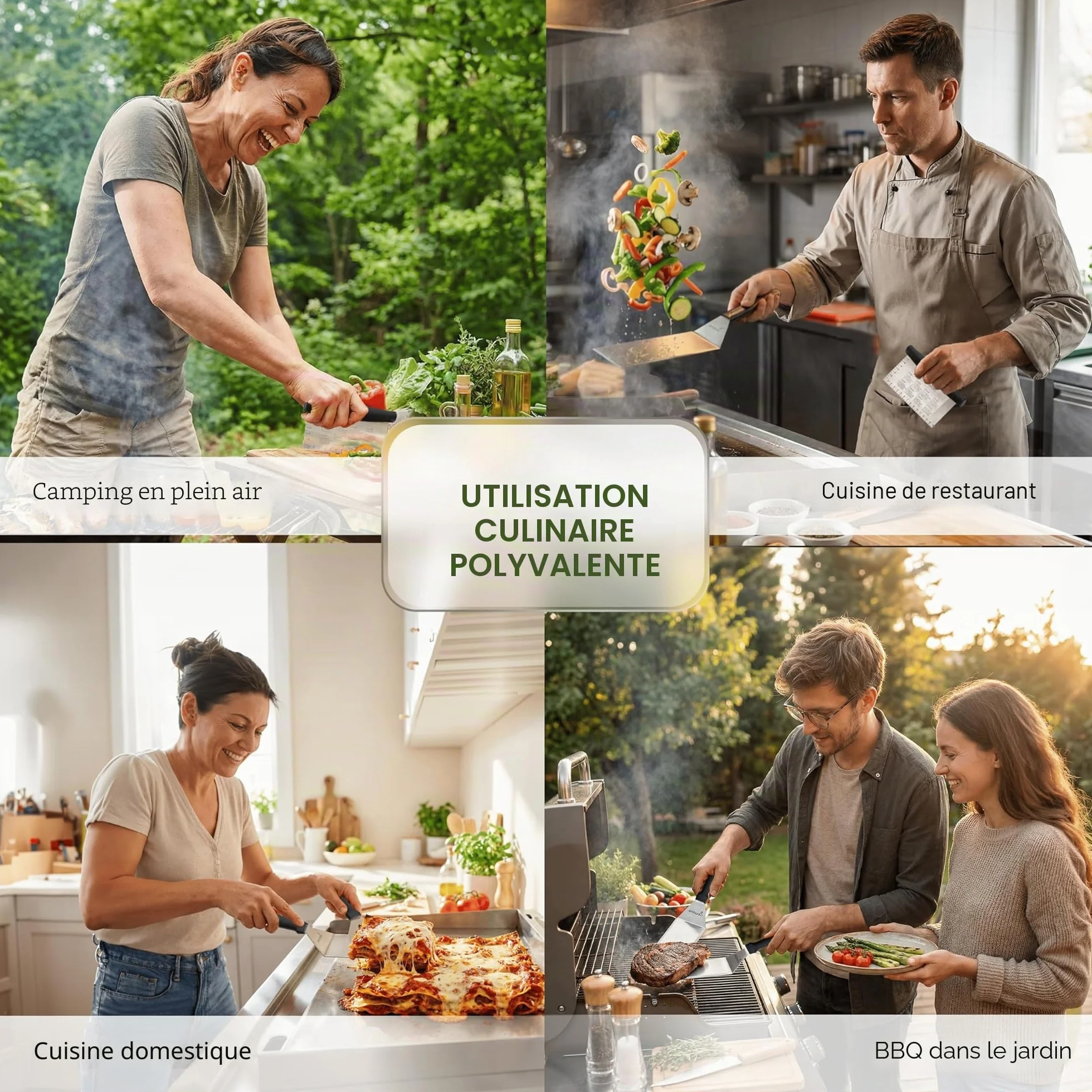 Anmarko Lot de Spatules en Acier Inoxydable pour Barbecue et Grill - Ustensiles en Métal pour Plaque en Fonte