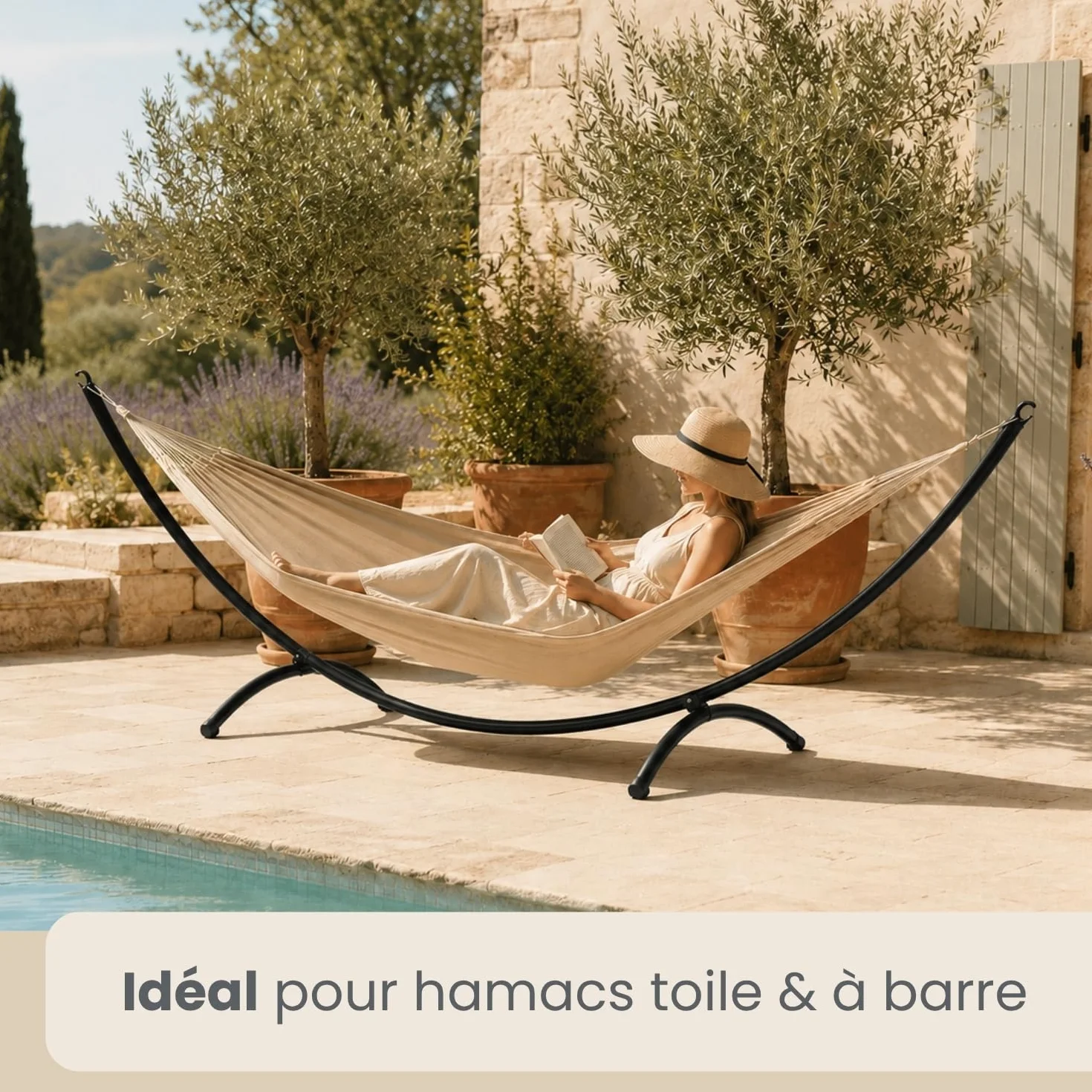 AMANKA Support de Hamac 120kg 300x100 Structure Extérieure Métal Cadre Jardin