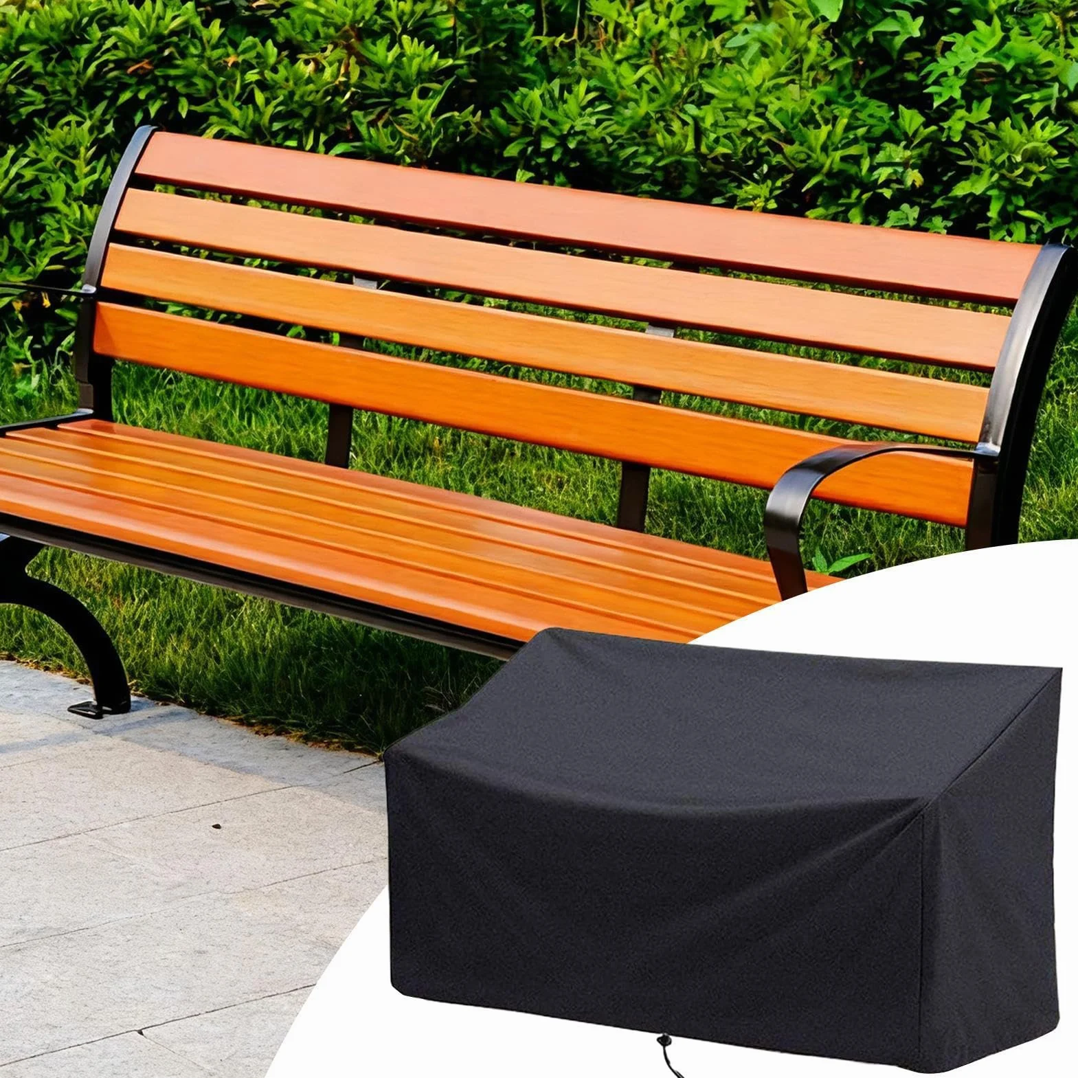 Housses de Banc d'Extérieur Protection Résistante aux Intempéries pour Canapé Deux Places Tissu Oxford
