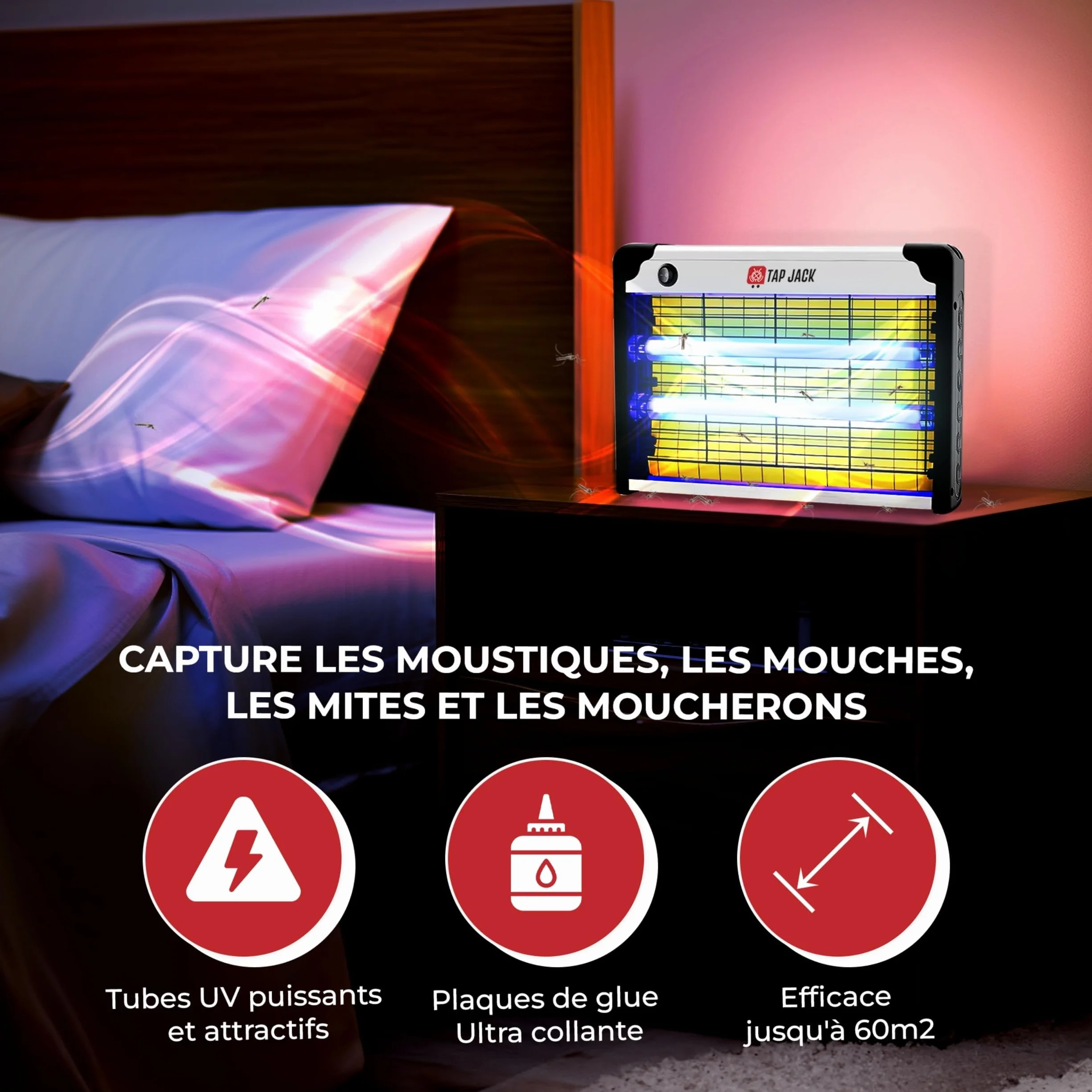 Lampe Anti-Moustique À Glue UV - Capture sans Choc Électrique - Silencieuse - Protection Insectes Volants