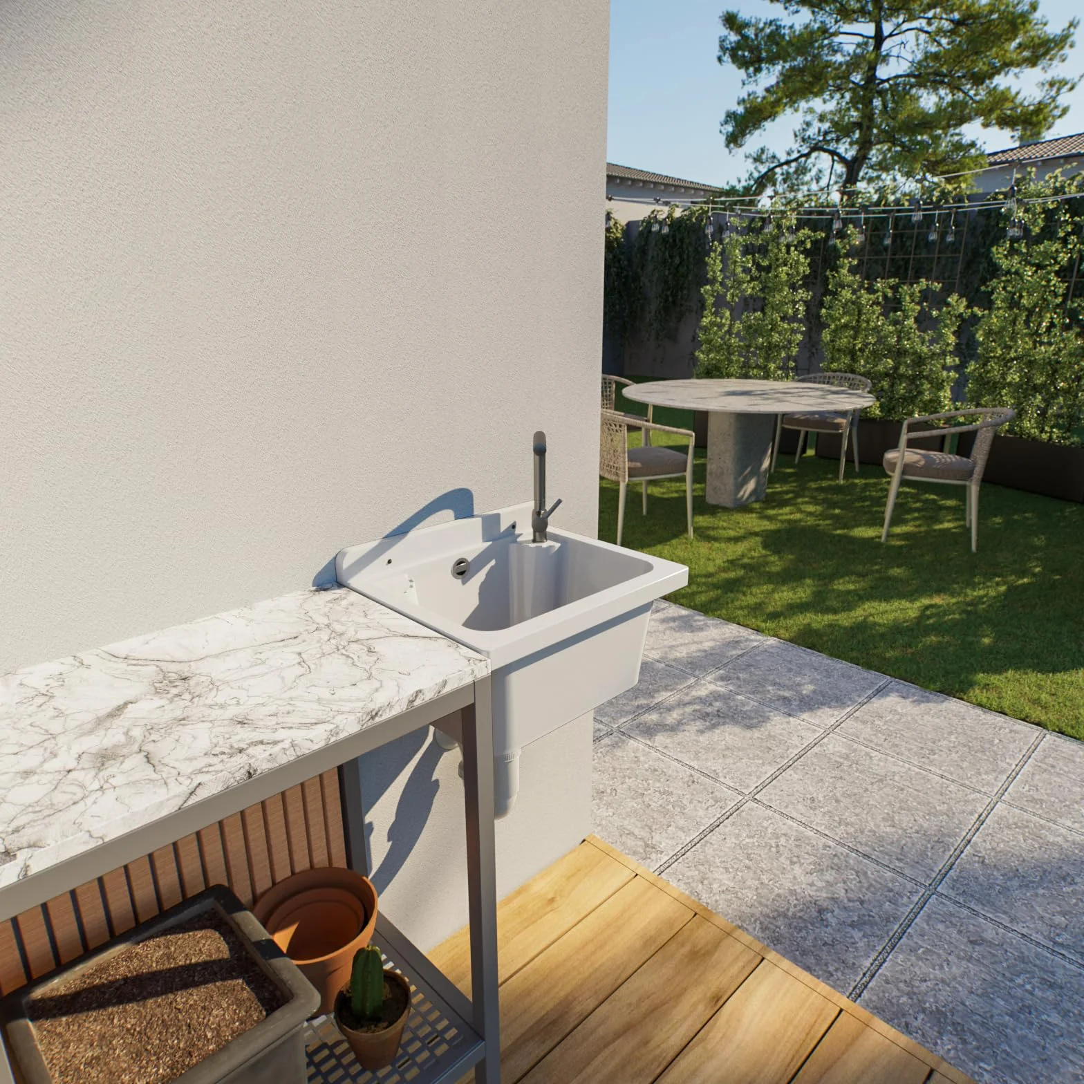Bassin de vidange Évier Lavabo pour extérieur Jardin 4 couleurs Blanc