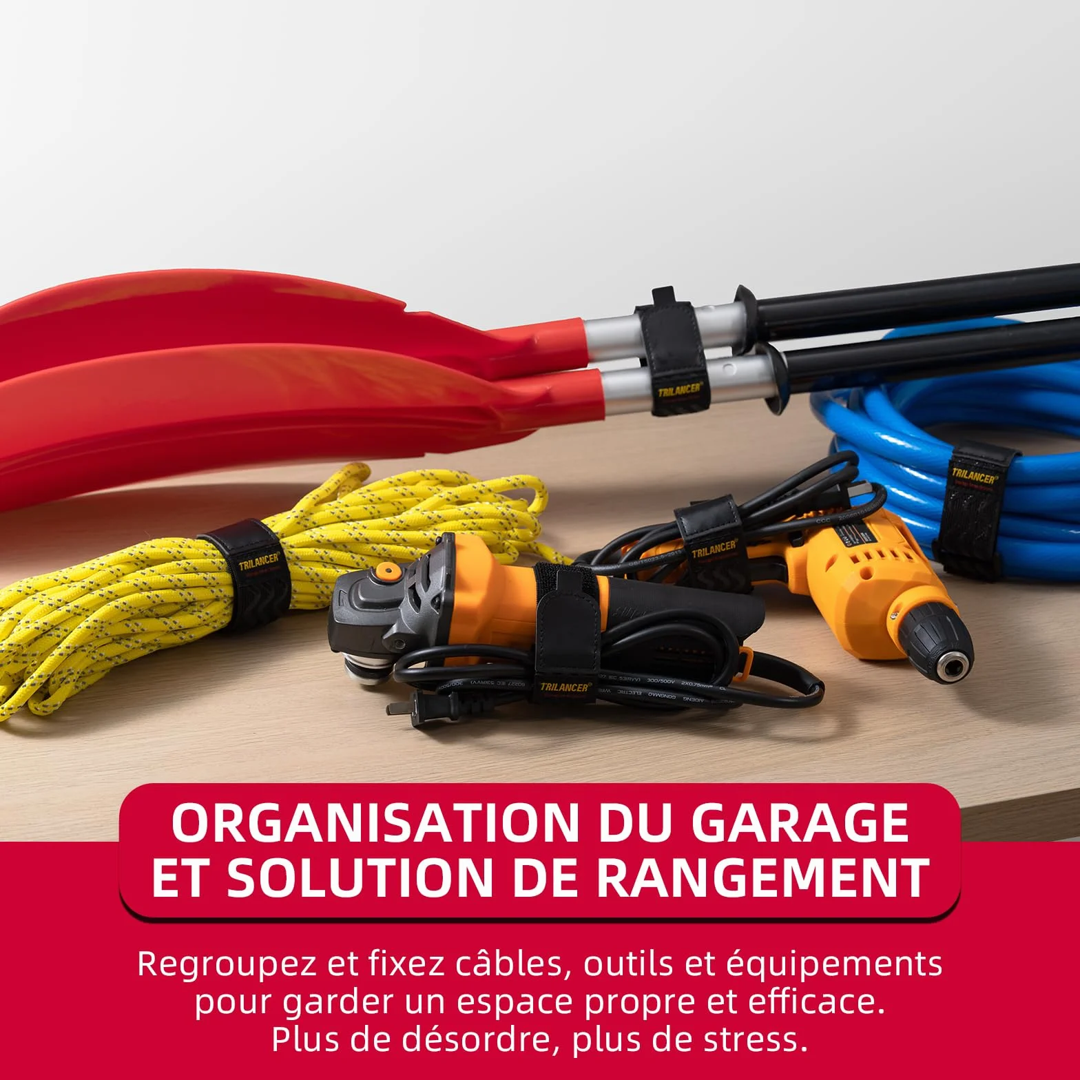 Trilancer Sangle Elastique avec des Bandes Anti-dérapantes, 30 x 3.8cm (8 Pièces) Résistant Polyvalent Sangles Scratch avec Languette Facile à Tirer pour Rallonges,Câbles,Cordes,Tuyaux d’arrosage,Vélo