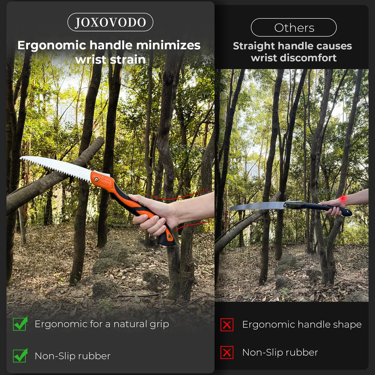 Scie à Elaguer, Scie Pliante avec Poignée Antidérapante, Lame en SK5 Acier Carbone 265 mm, Outils Portatifs pour Emondage, Couper Bois, Jardin, Camping, Buissonnerie, Travail du Bois