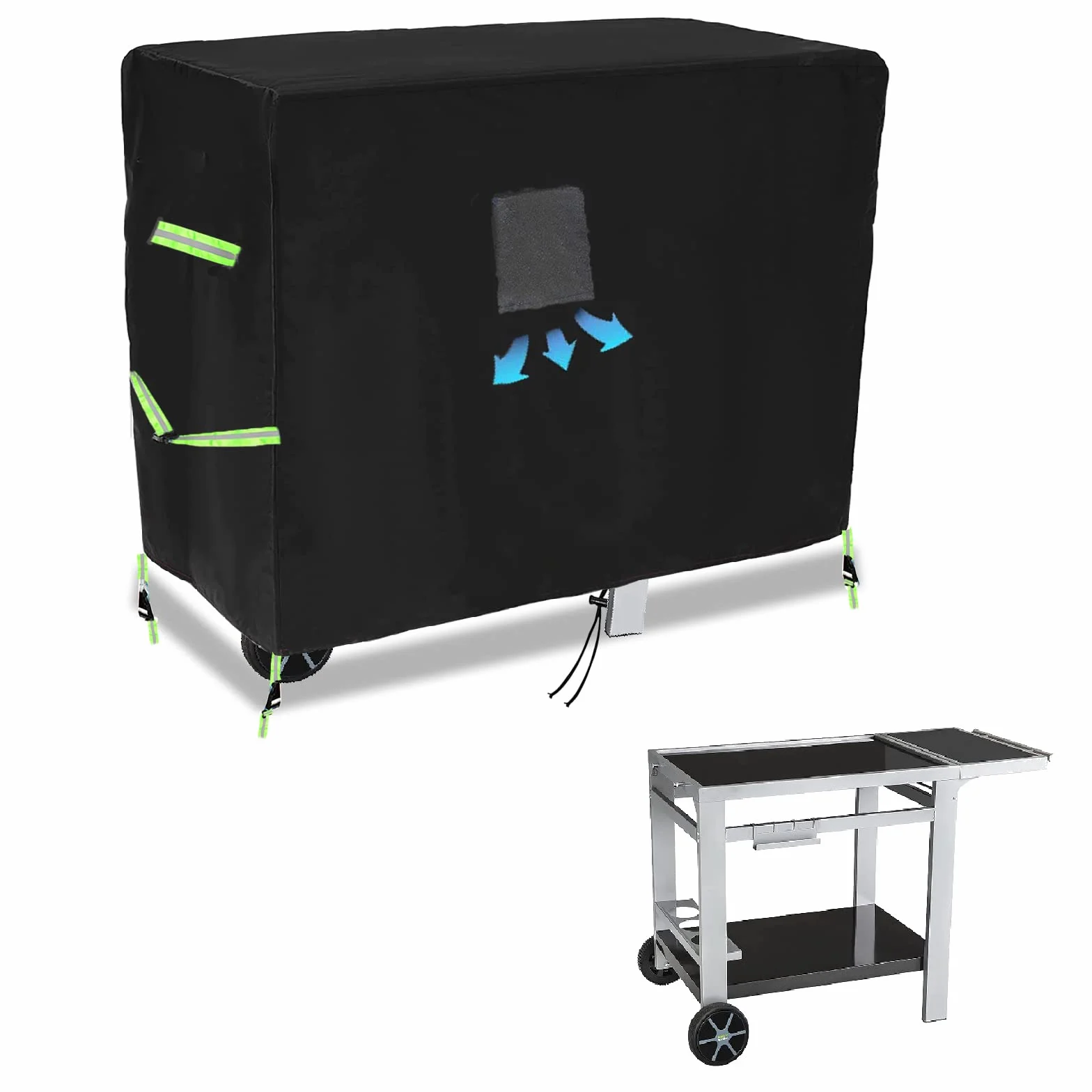 Housse de Protection pour Plancha 125x60x80 cm Imperméable Polyester avec Élastique de Serrage