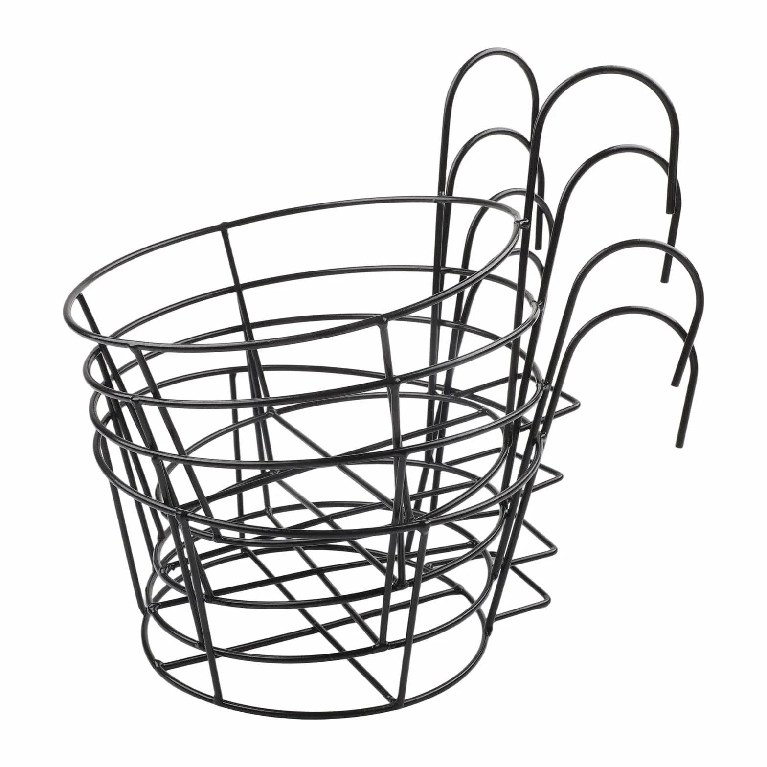 Lot de 4 supports de fleurs ronds en fer avec crochet de clôture, noir et blanc