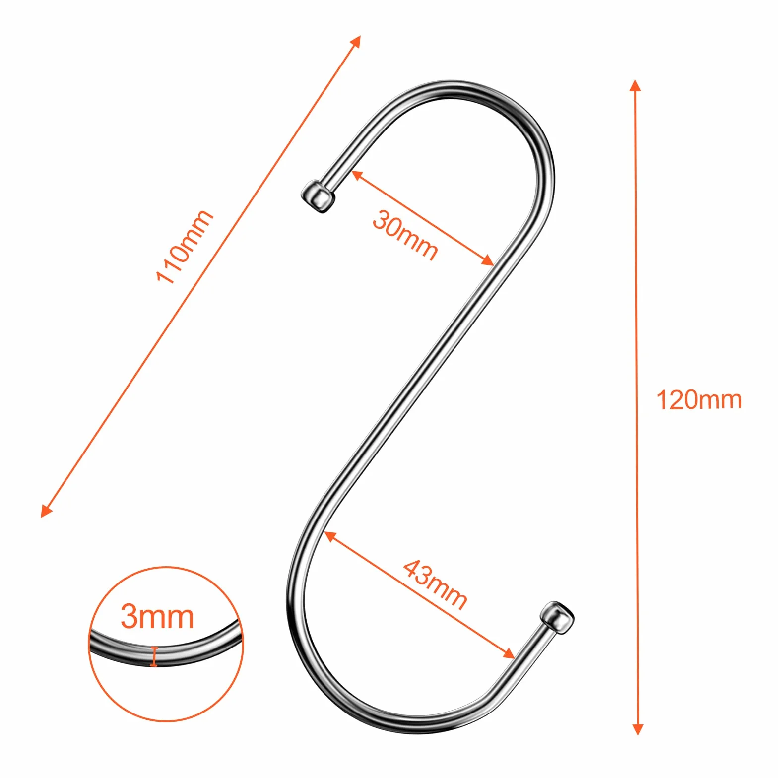 Crochet S Acier Inoxydable Lot de 10, Crochet Double Métal Robust pour Suspendre Tasses Vêtements Pots Bols Cuisine Jardin