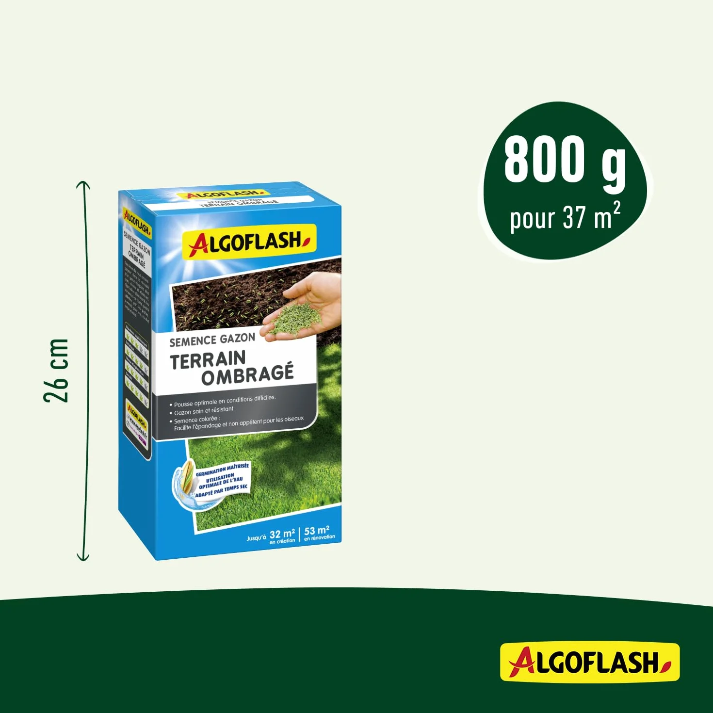 Algoflash Semence Gazon Terrain Ombragé 800 g
