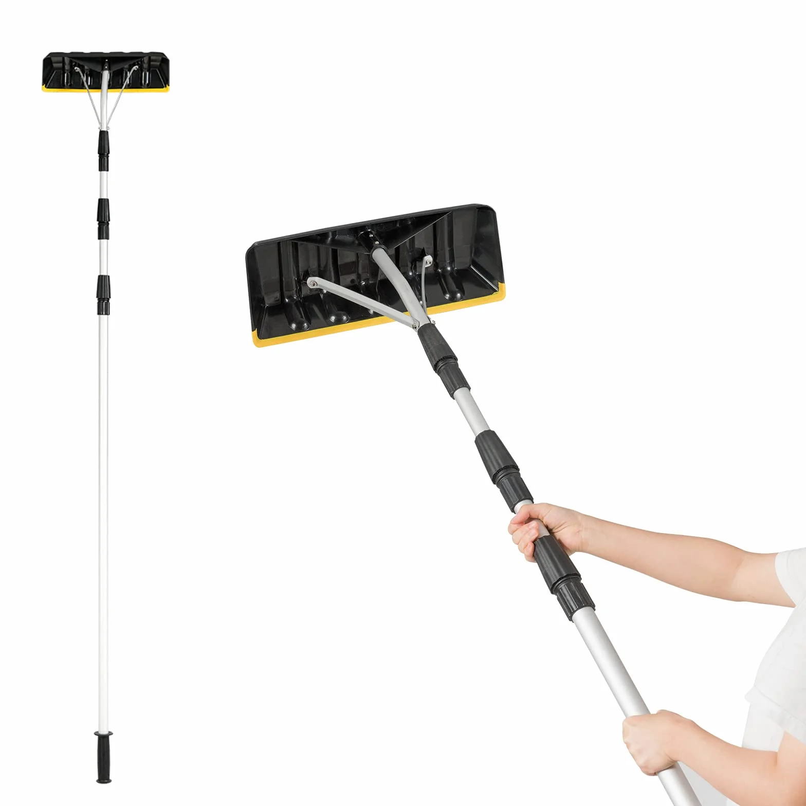COSTWAY Râteau à Neige Télescopique en Aluminium 201-630 cm Lame 40 cm Poignée Antidérapante TPR pour Toit