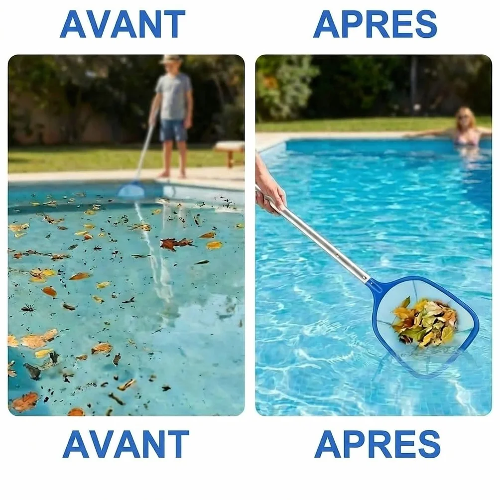 Épuisette de Piscine 140 cm Filet Télescopique Réglable pour Nettoyer Piscine Spa