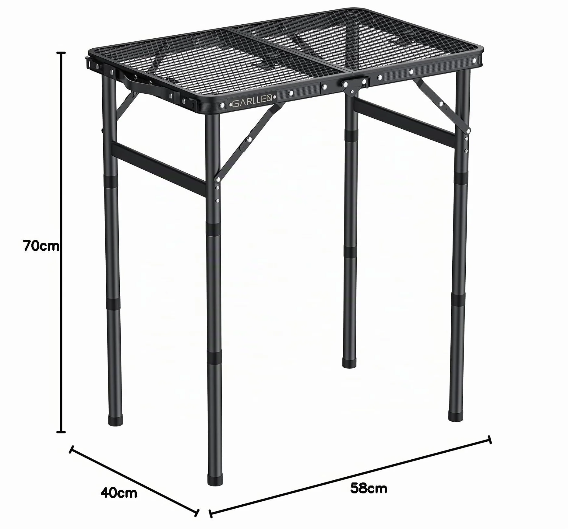 GARLLRN Table de Barbecue Pliante 0,6m 3 Hauteurs Réglables 26/48/70cm Camping Légère Maille Résistante à la Chaleur