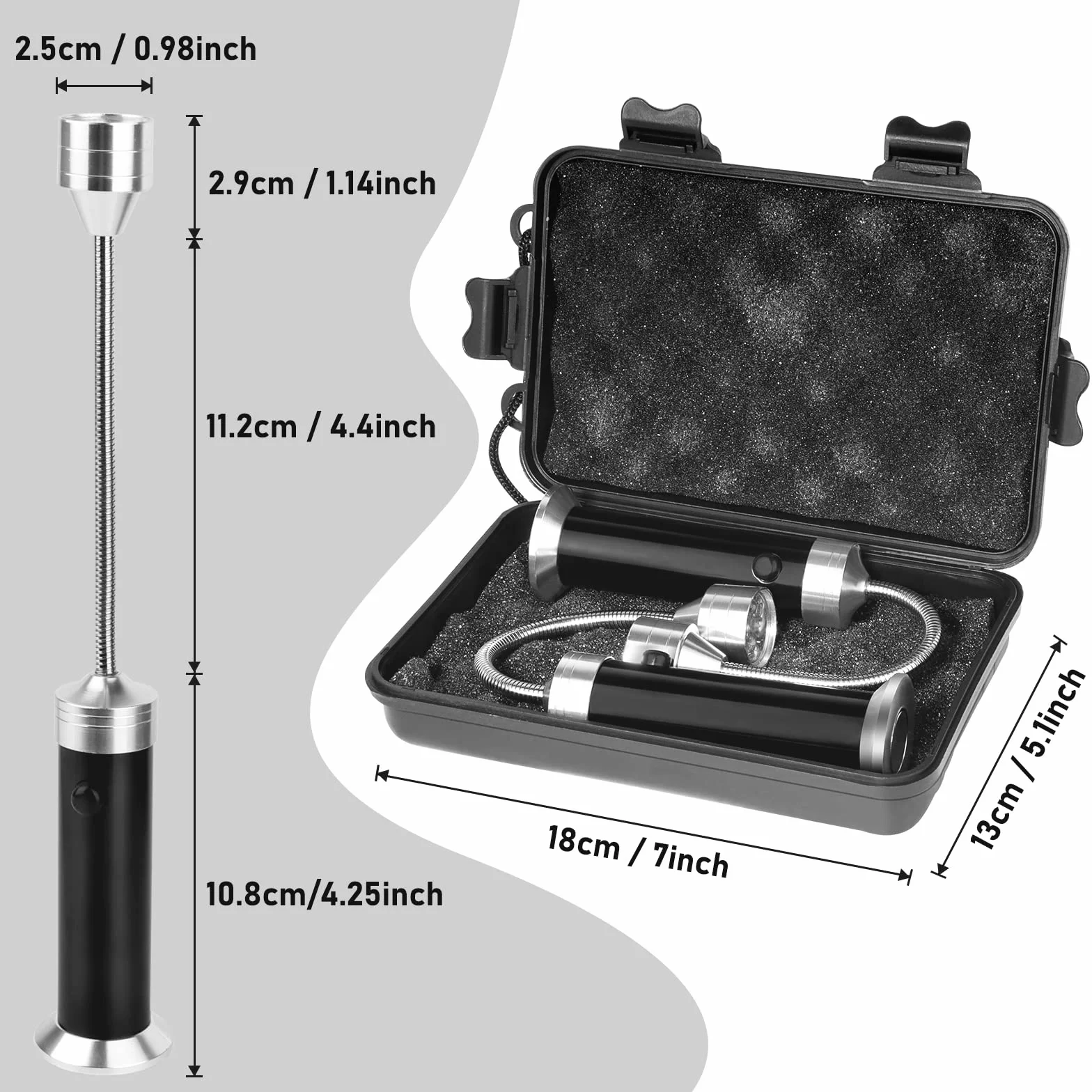 Lot de 2 Lampe pour Barbecue avec Base Magnétique Angle 360° et Boîte de Rangement - Noir