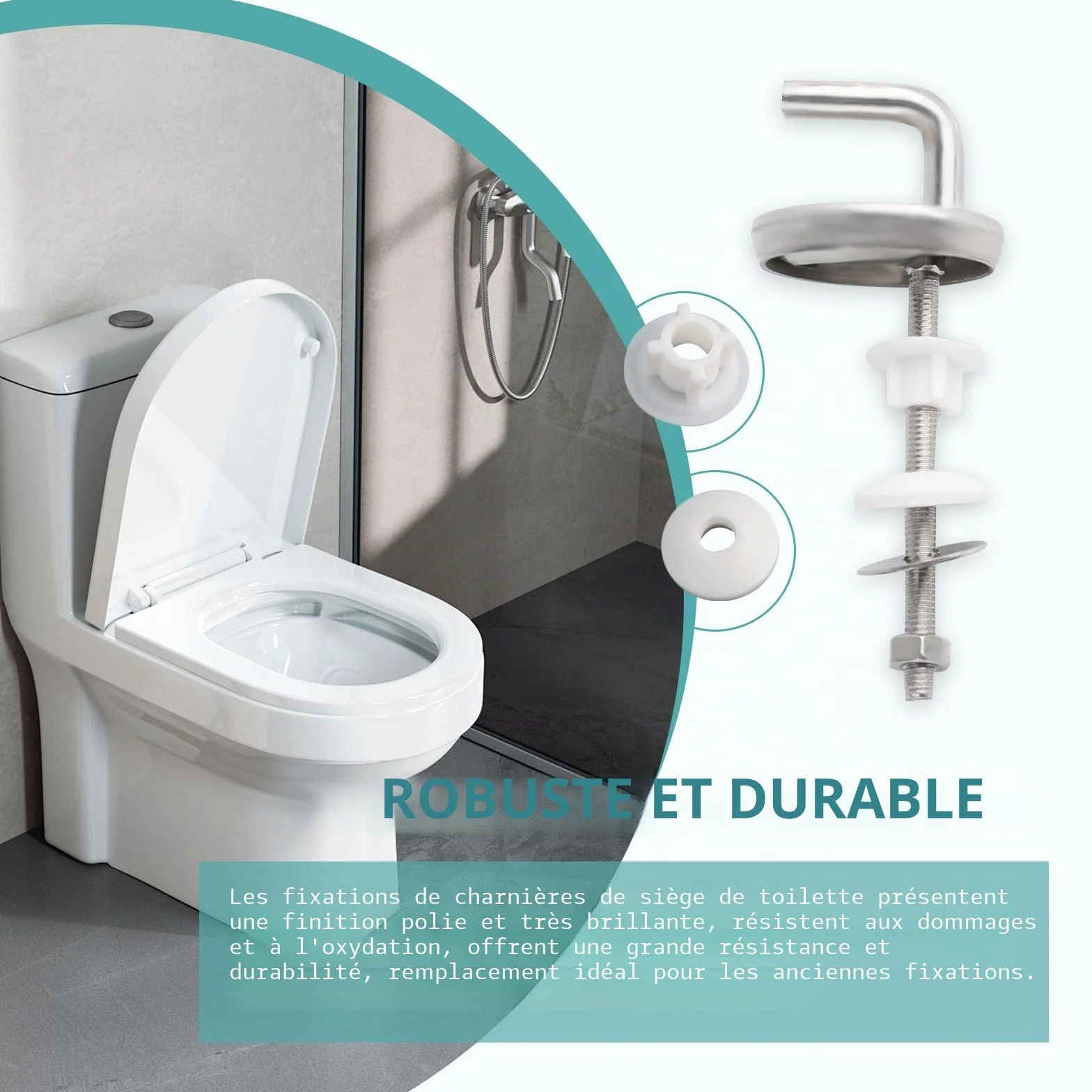 Charnières de Siège de Toilette en Acier Inoxydable, 2 Pièces Dos au Mur pour Abattant de Toilette, Rechange pour Bureau (B)