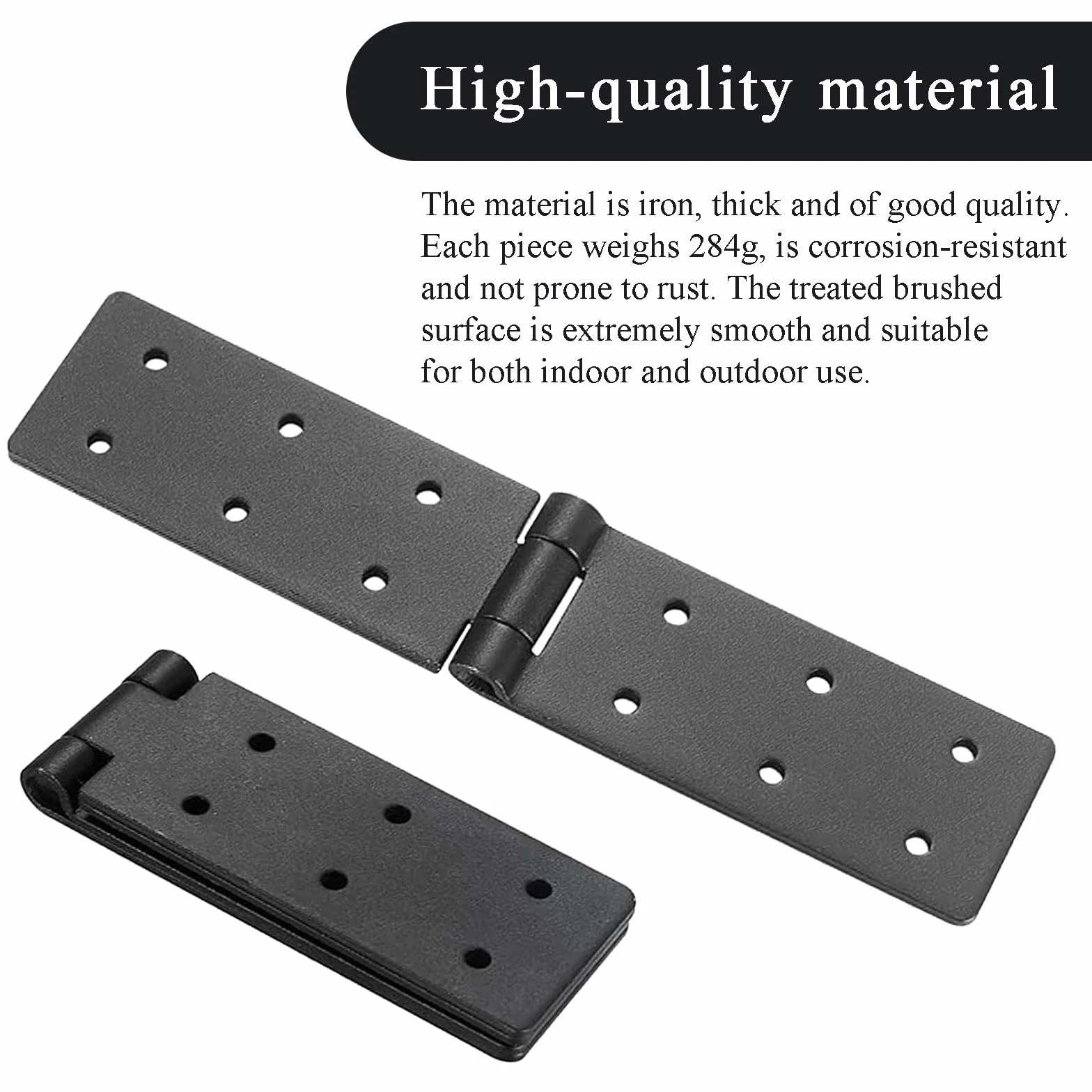 Charnières Pliantes à 180 Degrés,ESYFOR 4 Pièces 198 x 40 mm Charnière de Porte Robustes Noires Métallique Charniere Caisse pour Portes en Bois,Portes de Jardin,Meubles