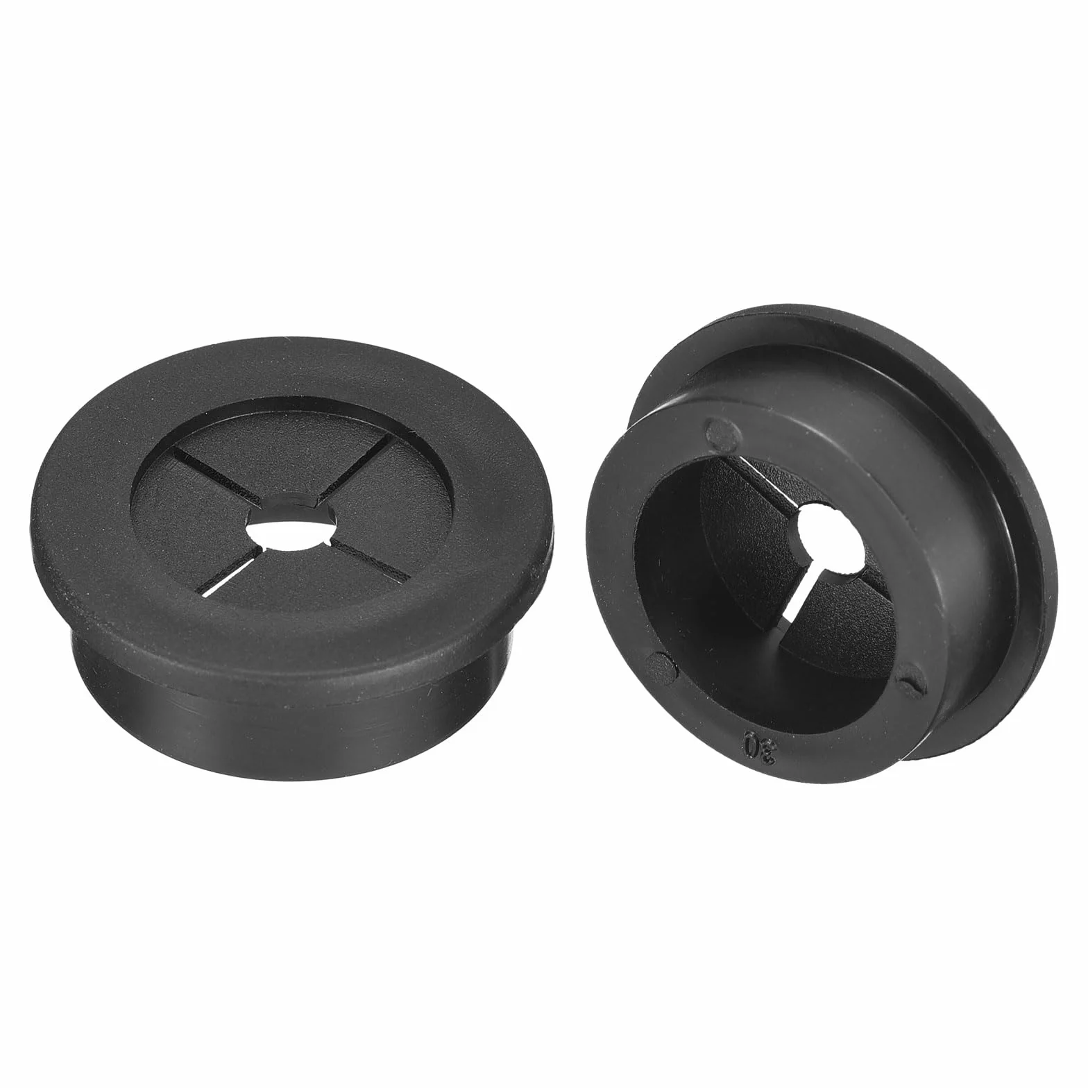 QUARKZMAN 2 Pcs Passe-Câble pour Cordon, 30mm Passe-Câble de Bureau en Caoutchouc Flexible Grommets de Fil Cache-Trou pour Bureau Organisateur de Câbles d'Ordinateur, Noir