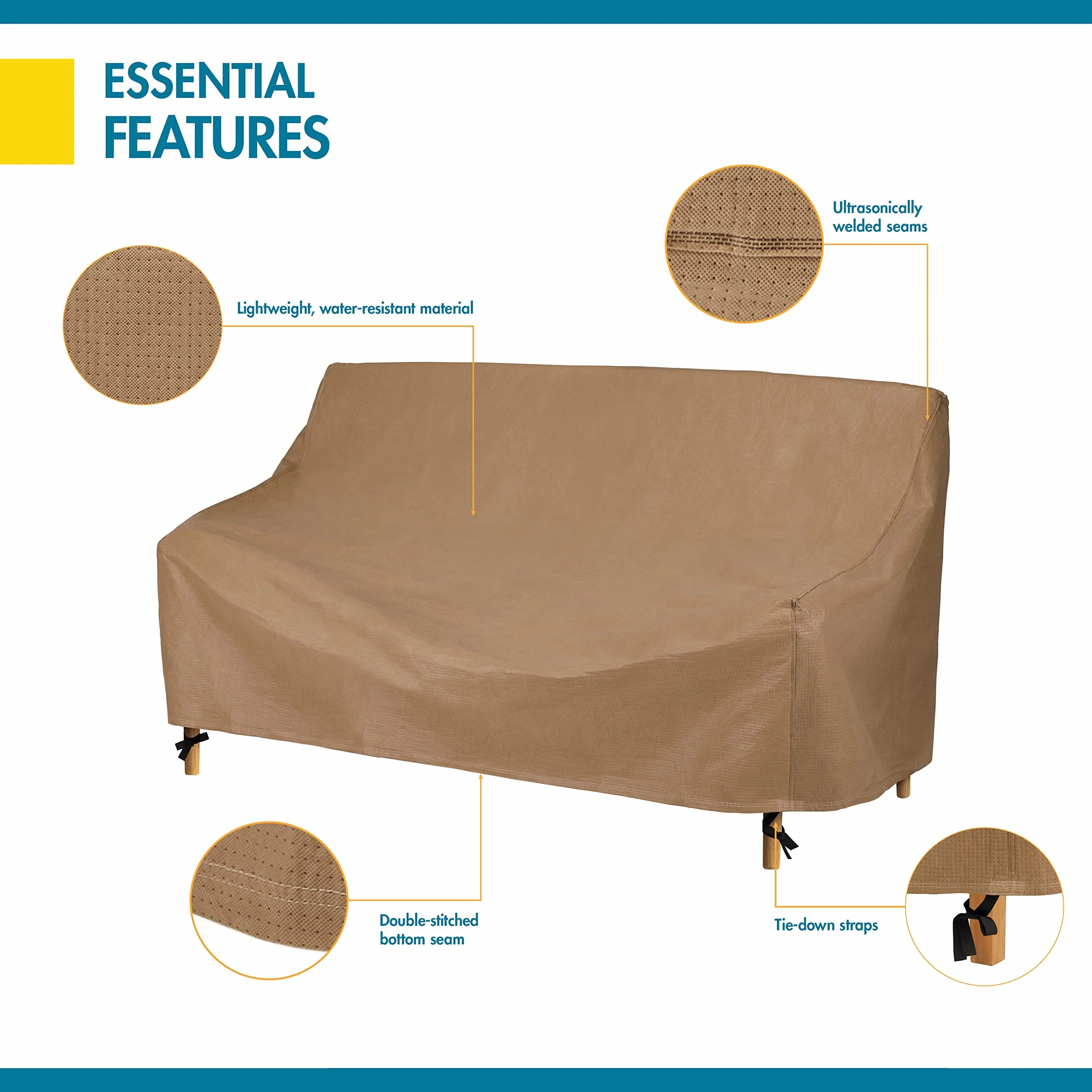 Duck Covers Essential Housse de canapé imperméable 233 cm pour Banc de Patio