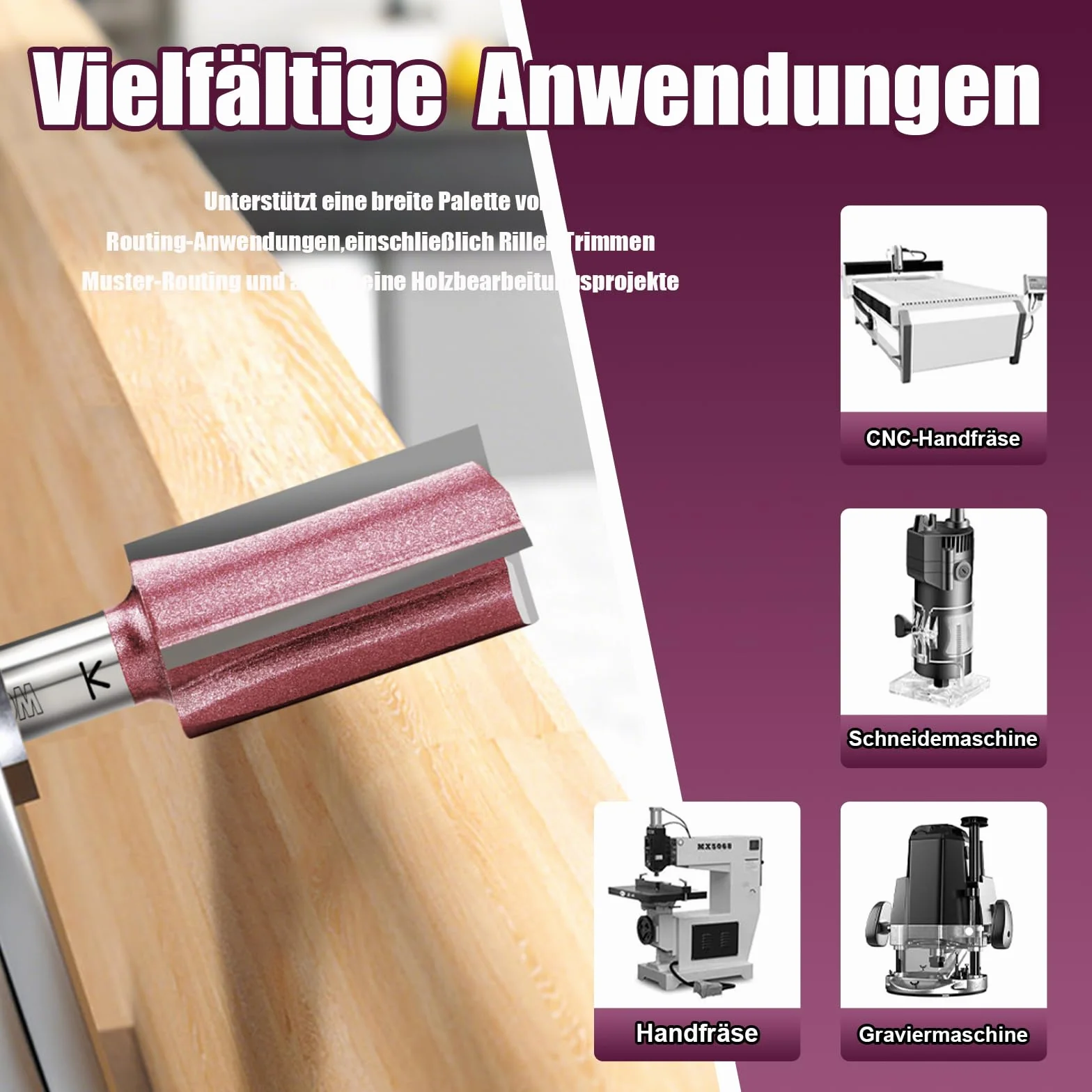 Fraise à rainurer à tige de 8 mm, Ø 3 mm, longueur de travail 8 mm, fraise à rainurer professionnelle en carbure de tungstène standard pour bois, plaque de densité, accessoires, fraise à main