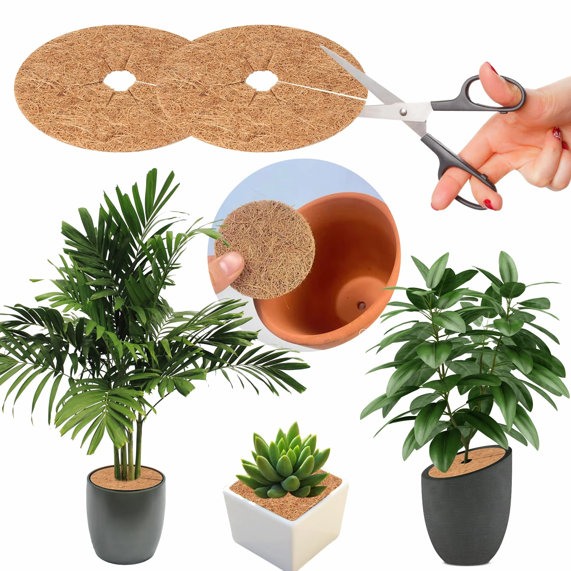 12 pièces Tapis de Coco Plantes 20cm Disque de Protection Plante Paillis Pot Anneau Protection Racines