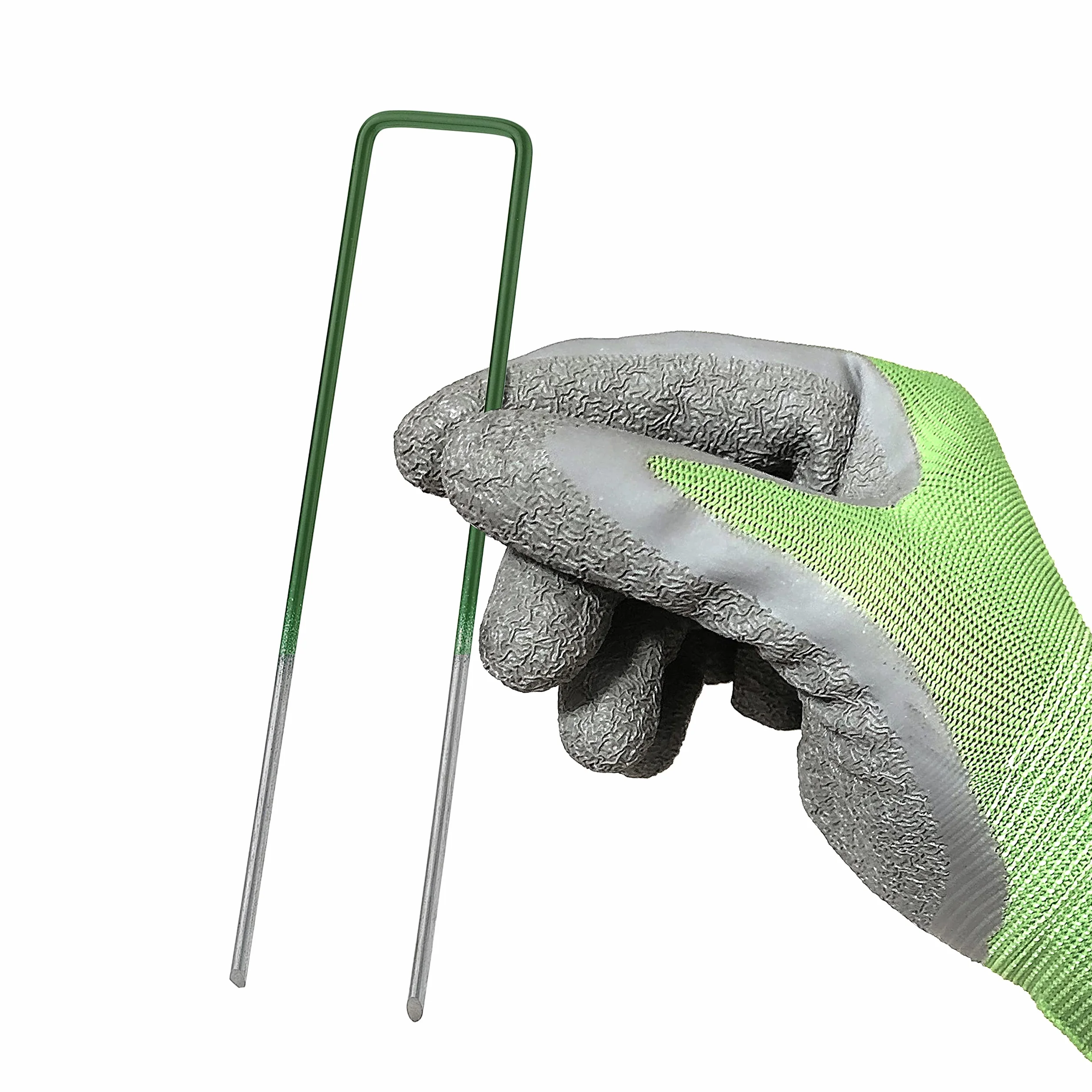GardenMate Piquets en Acier galvanisé à Chaud pour Gazon synthétique 15 cm 2,5cm 2,9mm Tête Plate Vert