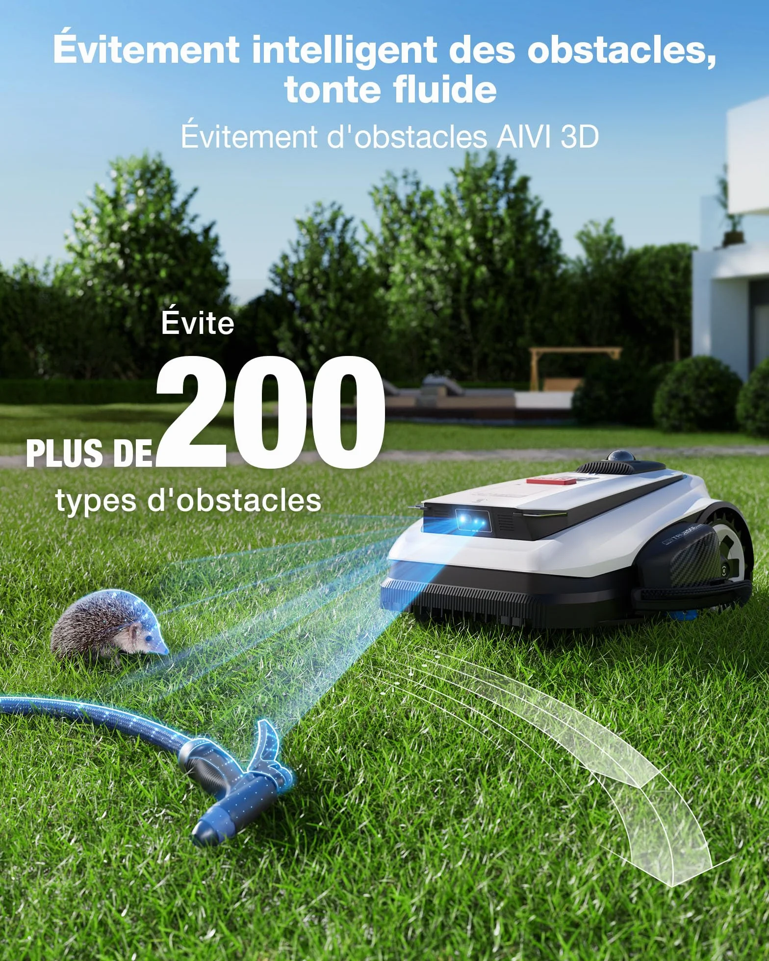 Ecovacs Goat A1600 LiDAR Pro Robot Tondeuse sans Fil 1600 M² Navigation Dual-LiDAR 360° Évitement d'obstacles 3D par IA Charge Ultrarapide