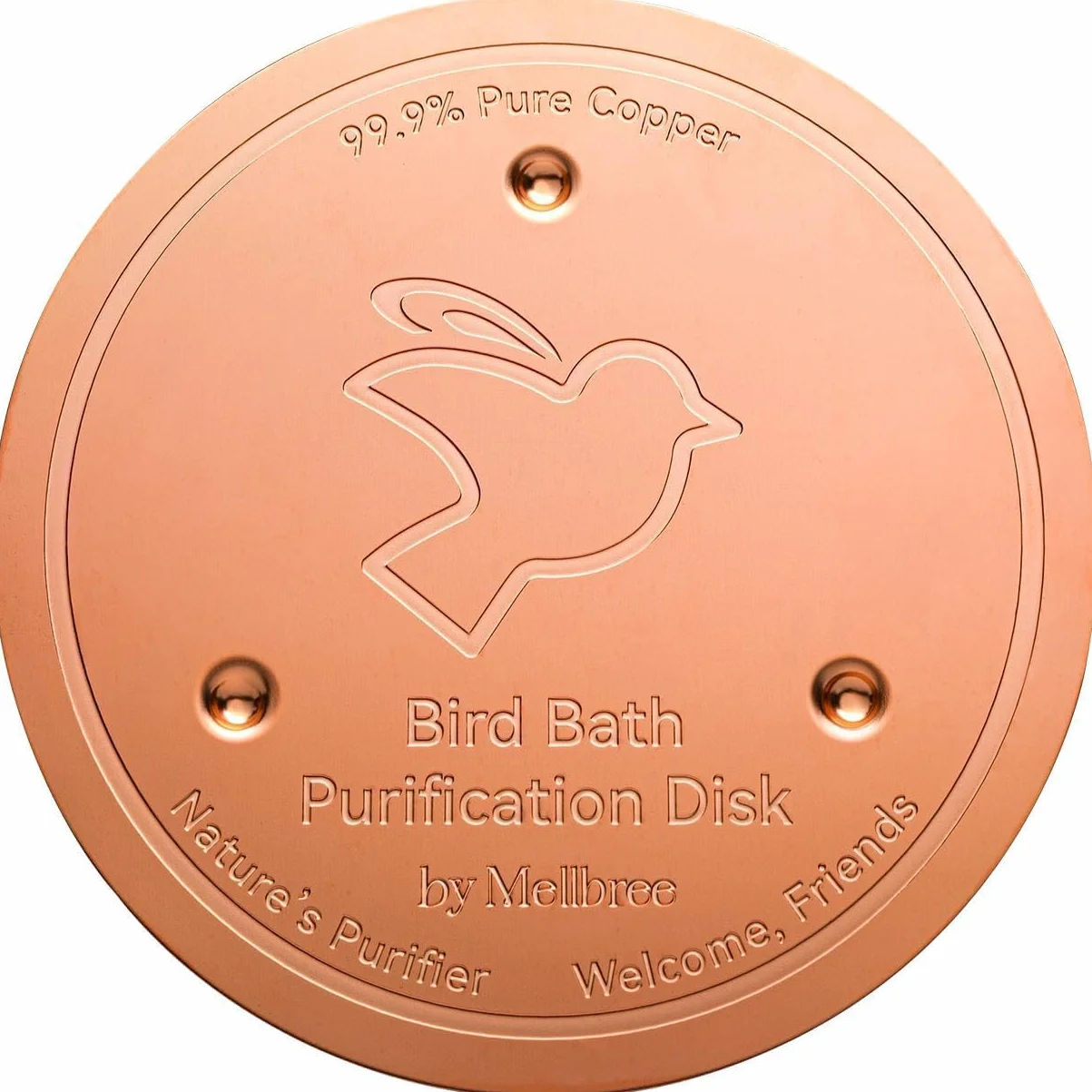 Mellbree Disque en cuivre pour Bain d'oiseaux, 0,6 mm renforcé, 99,99% cuivre pur avec support à trois points