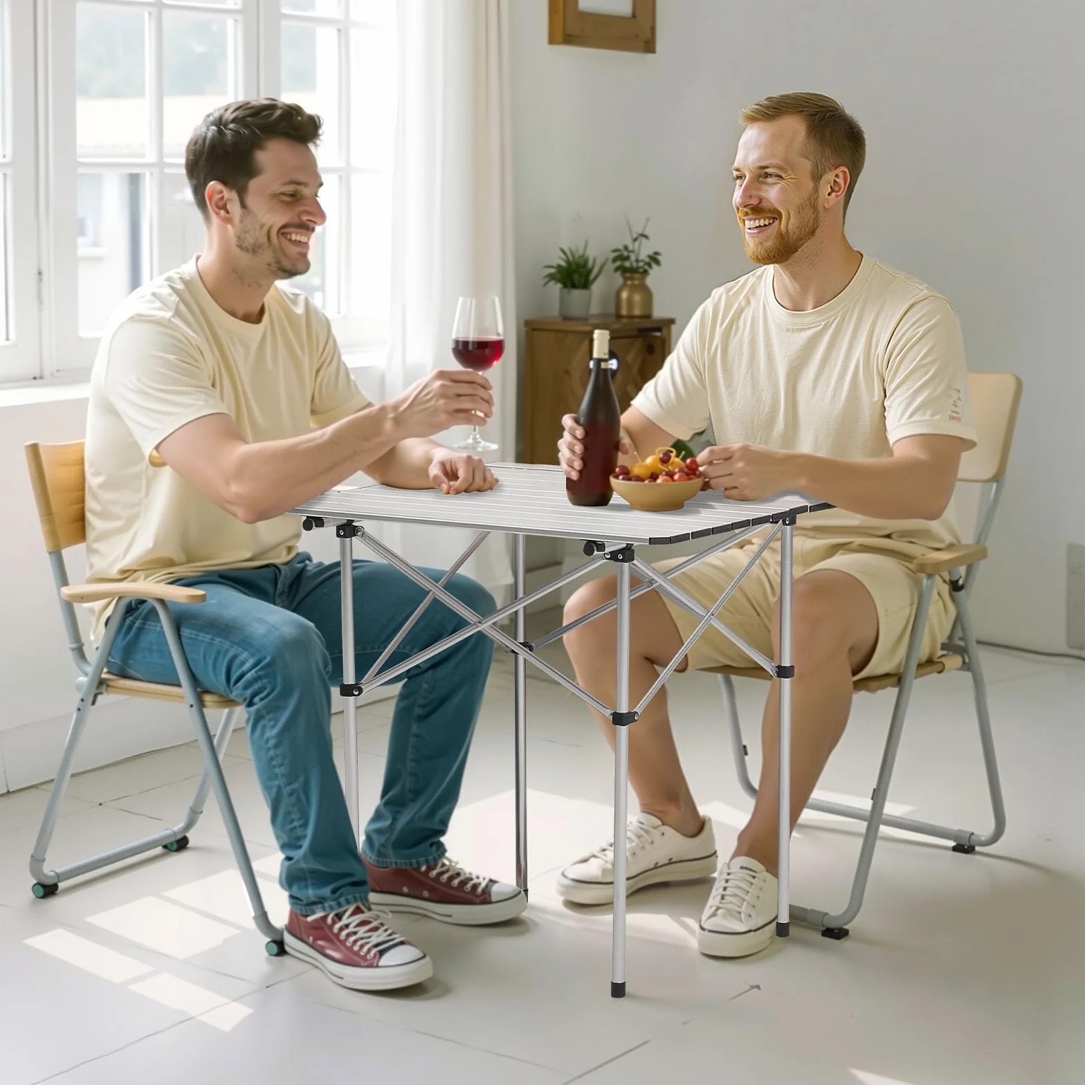 VEVOR Table de Camping Pliante 70x70 cm Aluminium Portable avec Sac de Transport