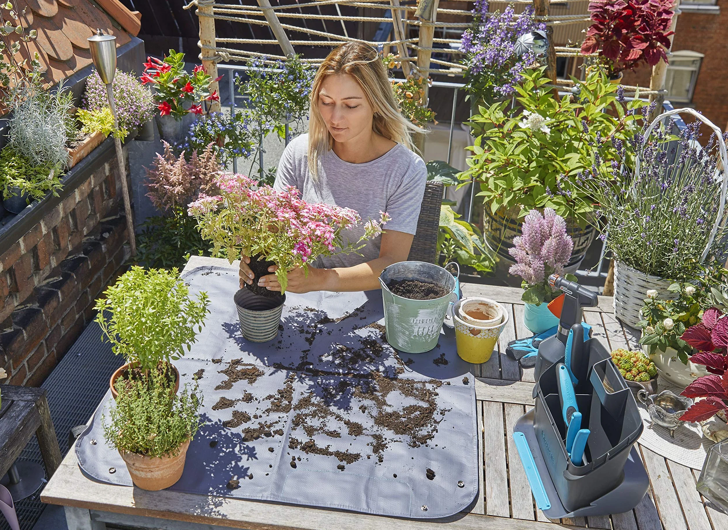 Gardena City Jardinage Mat S: Tableau de Travail Tissu Hydrofuge 80 x 80 cm