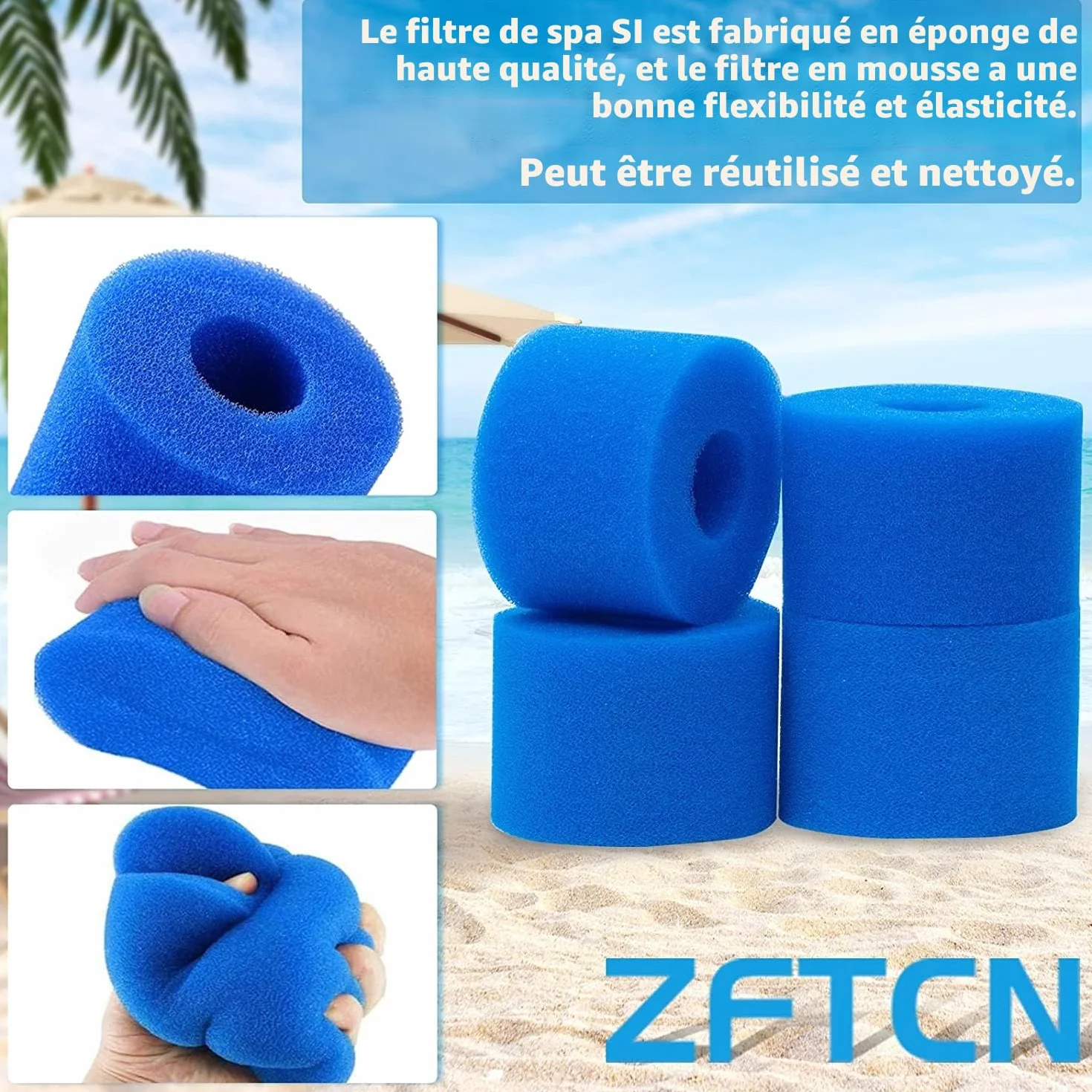 Filtres de Piscine en Mousse pour Intex Type S1 - Lot de 4 Réutilisables et Lavables