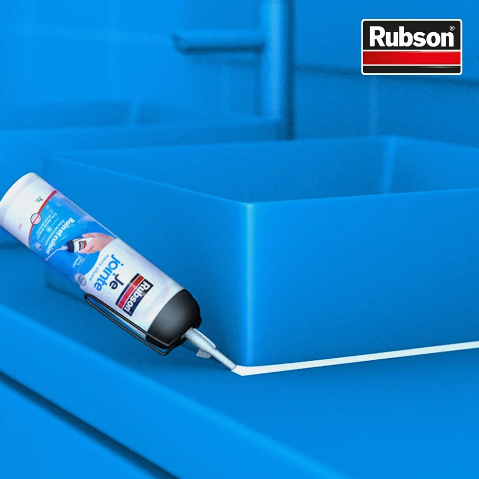 Rubson – Je Jointe Mastic Blanc 200 ml, mastic étanche anti-moisissure en aérosol prêt à l'emploi, silicone durable pour joints sanitaires spécial Bain & Cuisine