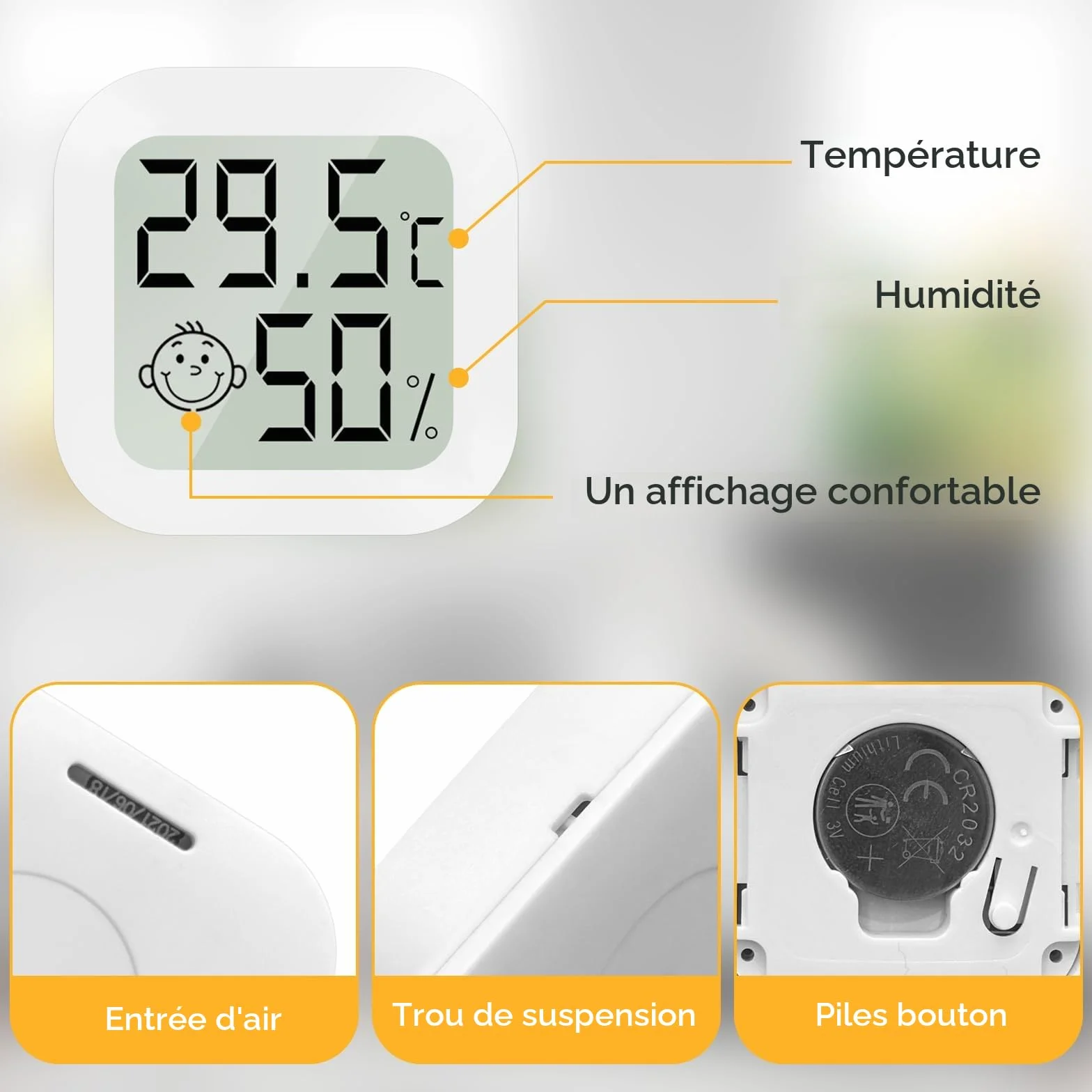 CNMTCCO Thermomètre hygromètre intérieur 4 pièces mini thermomètre digital pour chambre de bébé