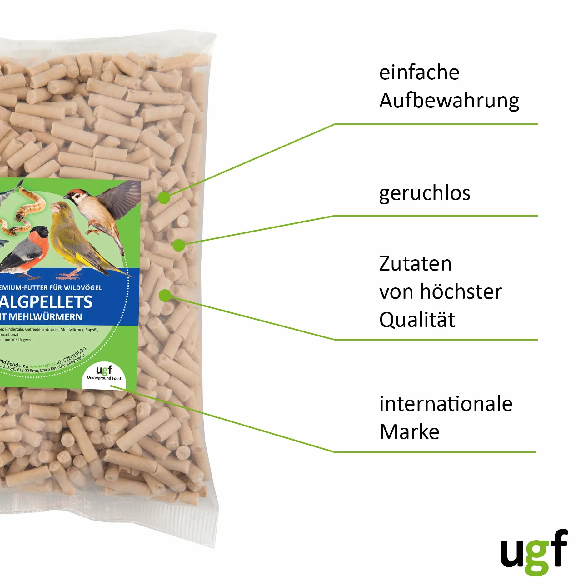 Granulés de suif pour oiseaux sauvages 500g avec vers de farine