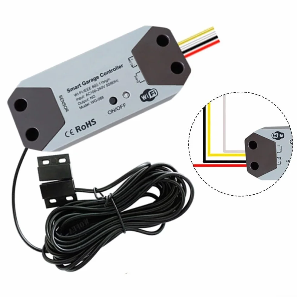 Contrôleur intelligent d'ouverture de porte de garage TUYA 12-24 V avec capteur magnétique, accès à distance sans fil, intégration vocale, notifications d'état de porte en temps réel, fonctionnalités