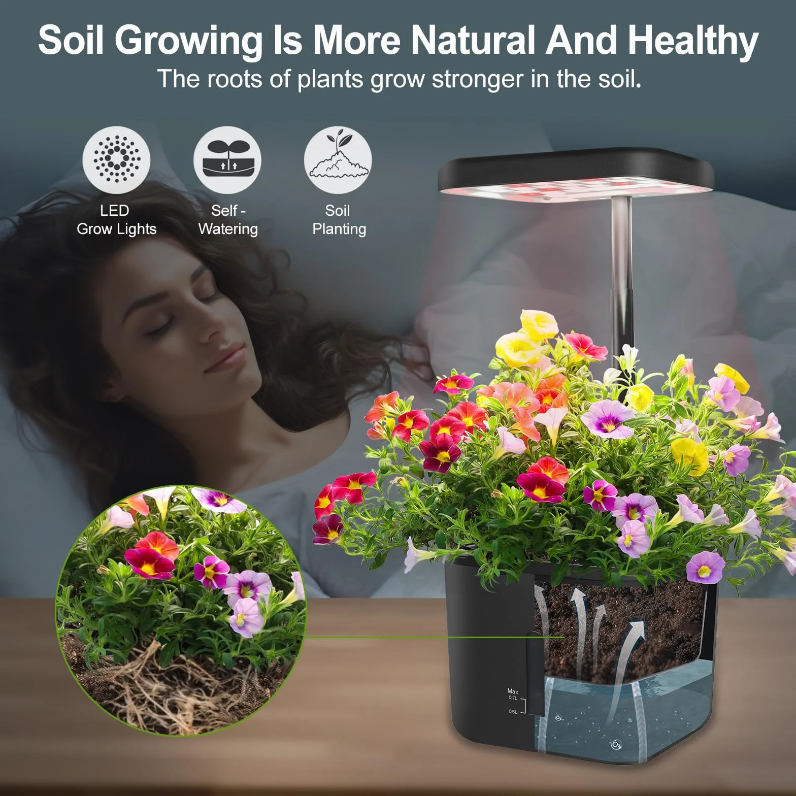 Systèmes de Culture de Jardin d'intérieur LED 17 W Minuterie Automatique Pot de légumes