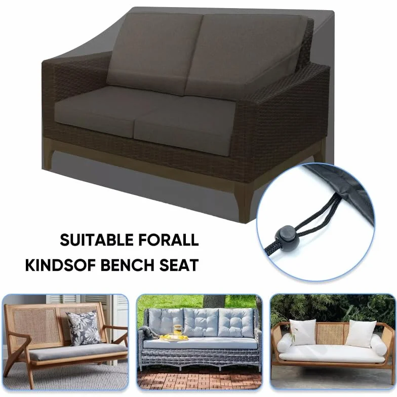 Housses de banc de jardin imperméable 210D 3 places noir 134x66x89 cm