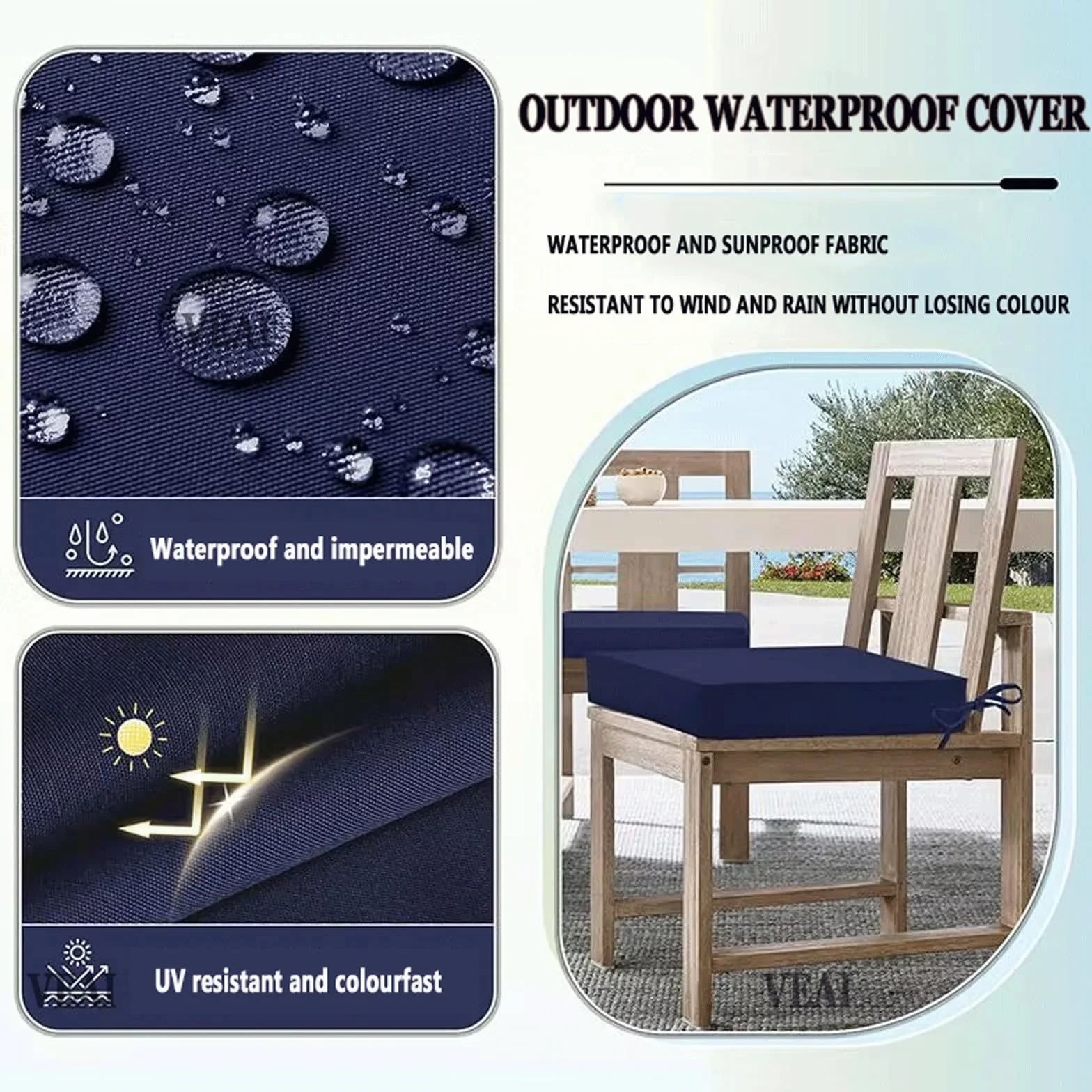 Housse de Coussin 60x60/45x45/50x50cm Exterieur Impermeable pour Salon de Jardin