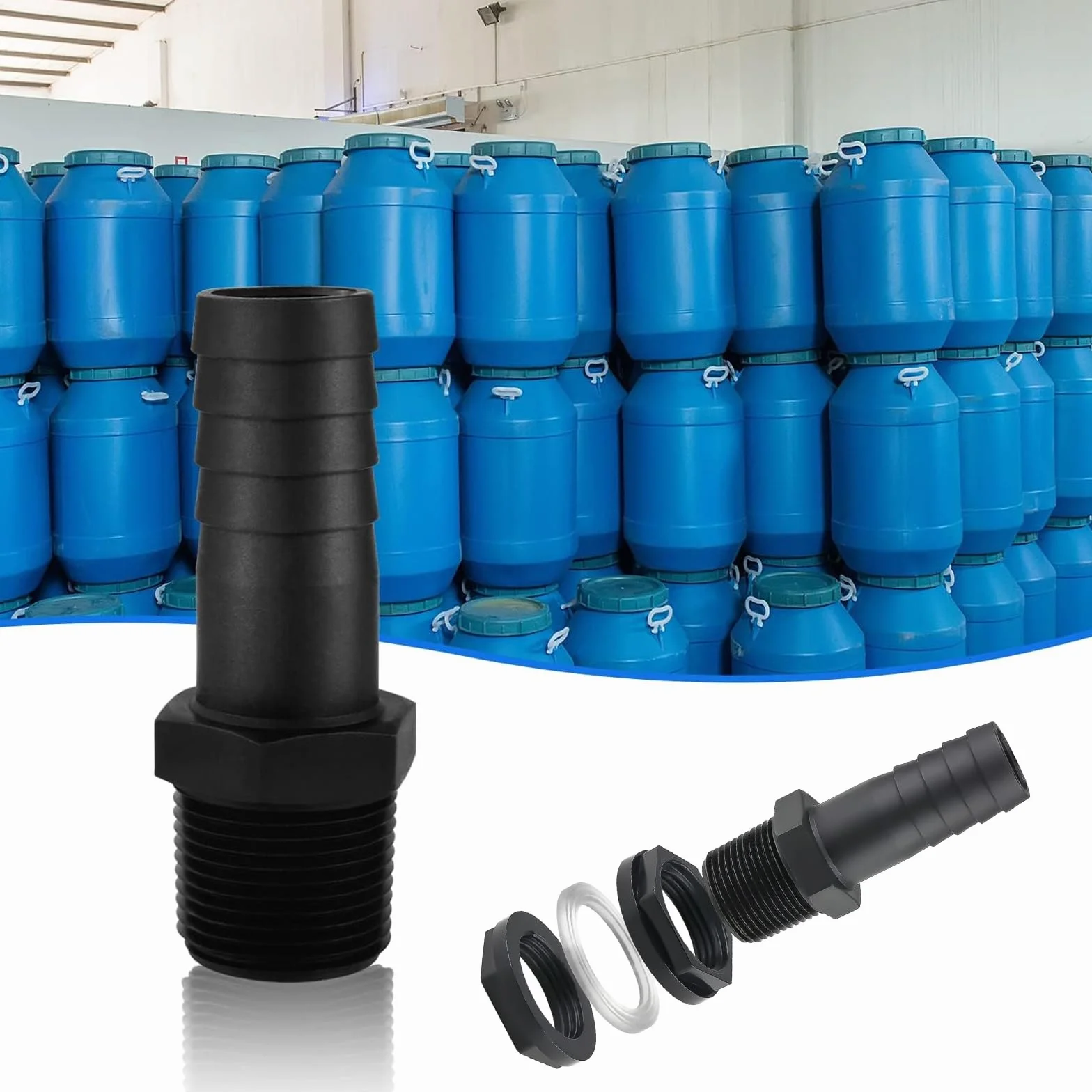 Trop Plein Cuve 1000L Raccord Récupérateur Eau Pluie Kit Jumelage Cuve avec Joints Tuyau Raccordement 2 Embouts Contre-écrous