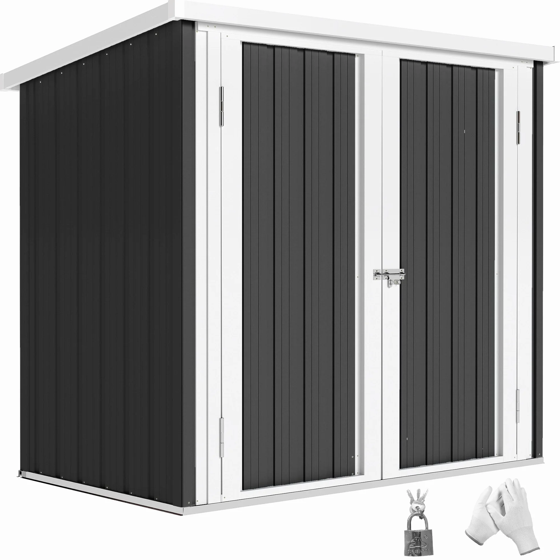 Outsunny Abri de Jardin 1,09 m² Cabanon Rangement Outils 2 Portes verrouillables 147L x 86l x 134H cm tôle d'acier Noir Blanc