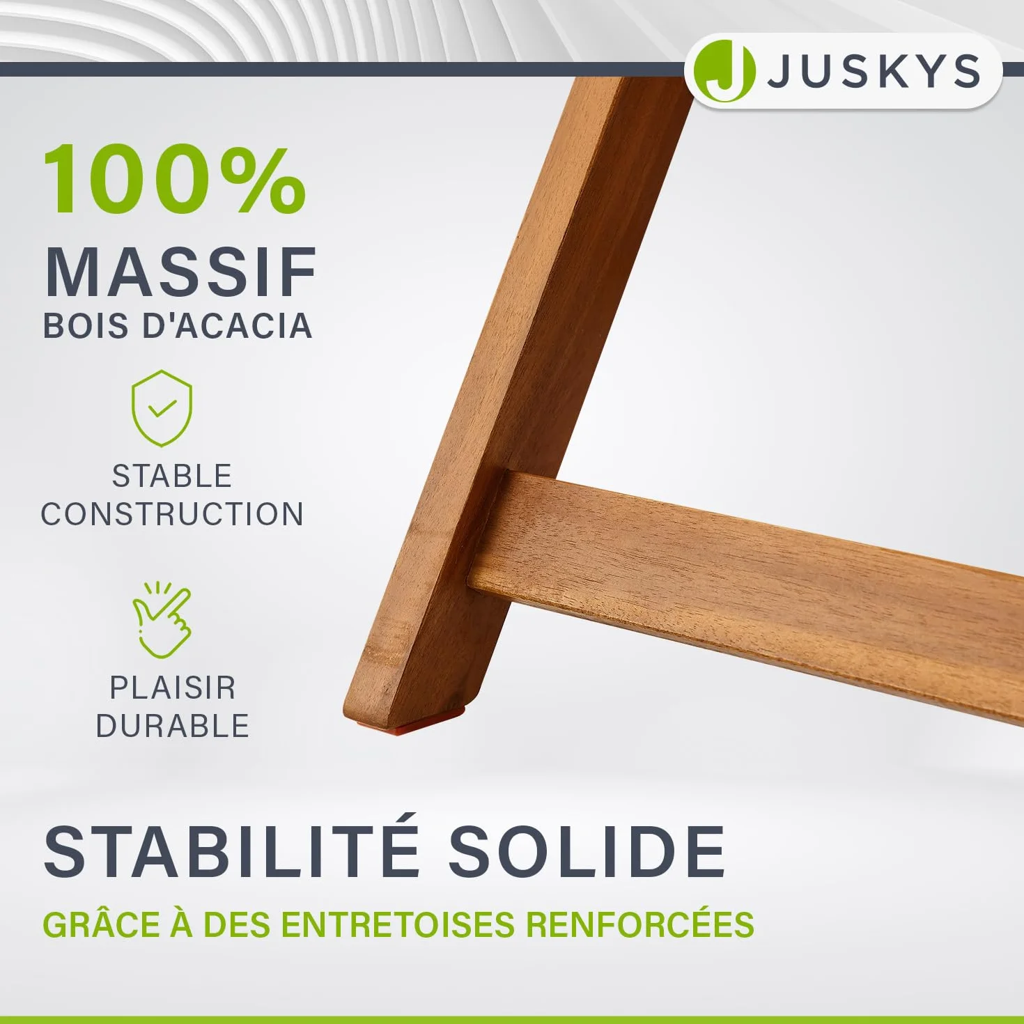 Juskys Ensemble de Meubles de Balcon 3 pièces Bois Pliables Table Chaises