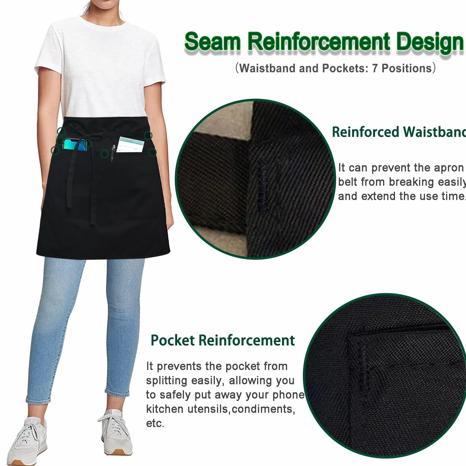 Tablier de Taille 4 Pièces pour Hommes Femmes Serveuse Chef Restaurant Café Bar