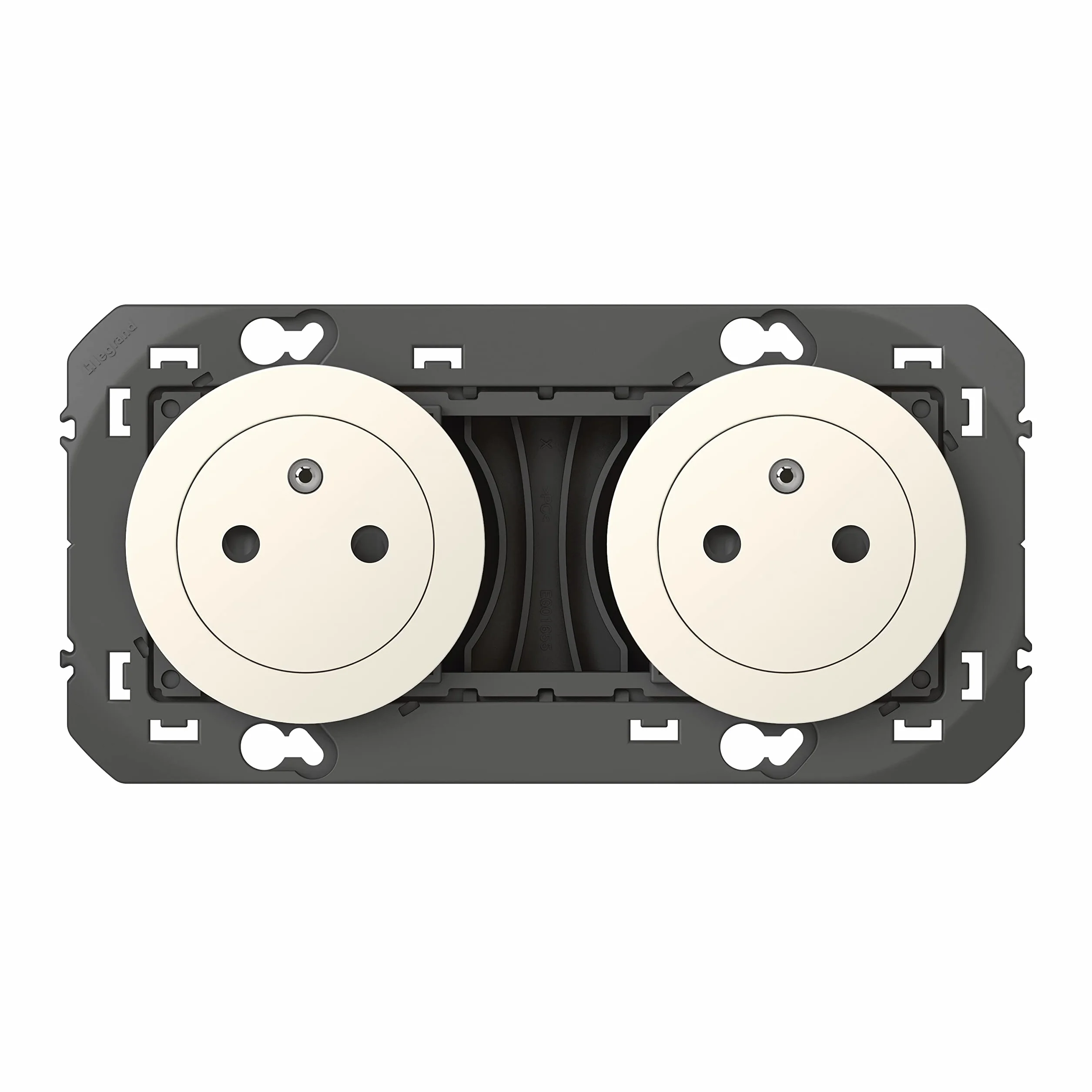 LEGRAND Prise Double Murale 16A avec Terre 2P+T Affleurante Fond Rétractable Blanc