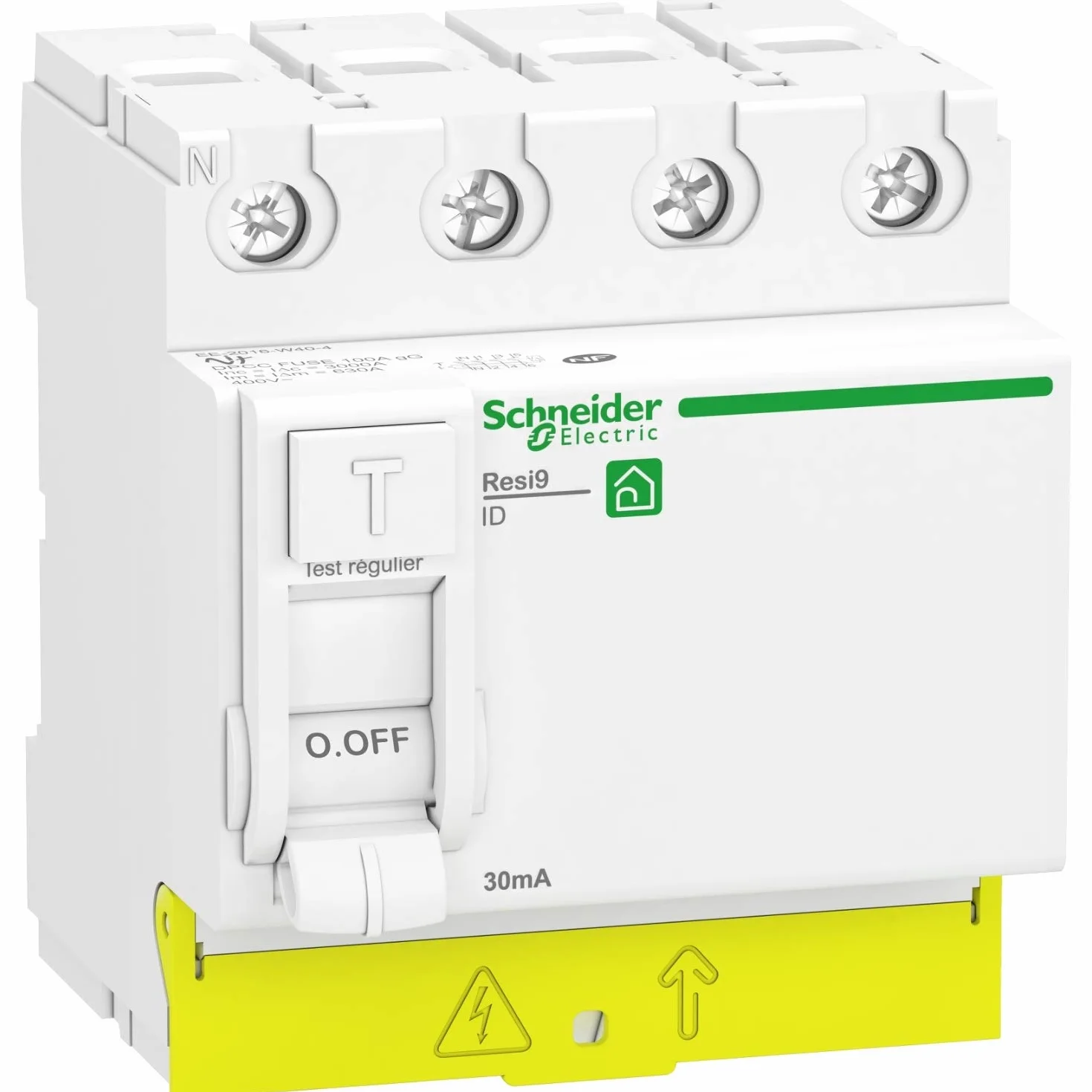 Schneider Electric - Resi9 - interrupteur différentiel - 4P - 63A - 30mA - Type A - peignable - R9PRA463