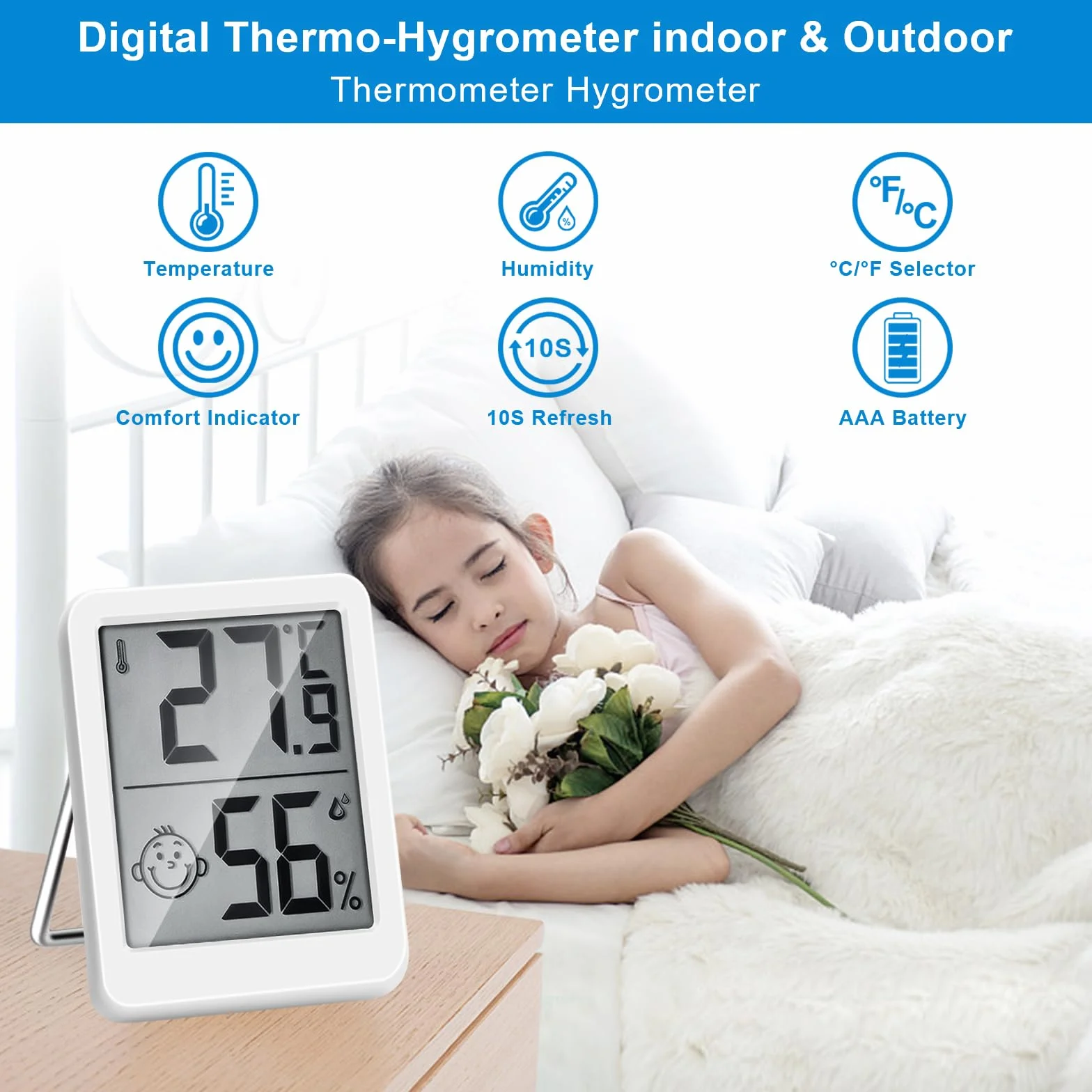 HORJOR Thermomètre numérique Haute Précision Intérieur Hygromètre Grand Écran