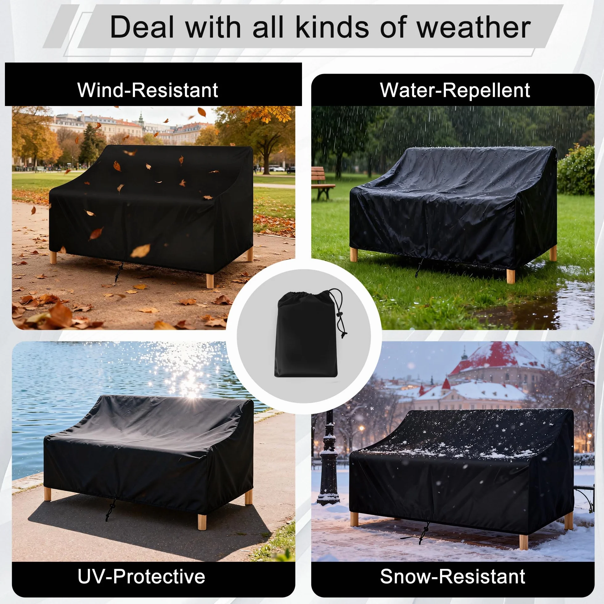 Housse de protection pour banc de jardin 2 places Oxford imperméable
