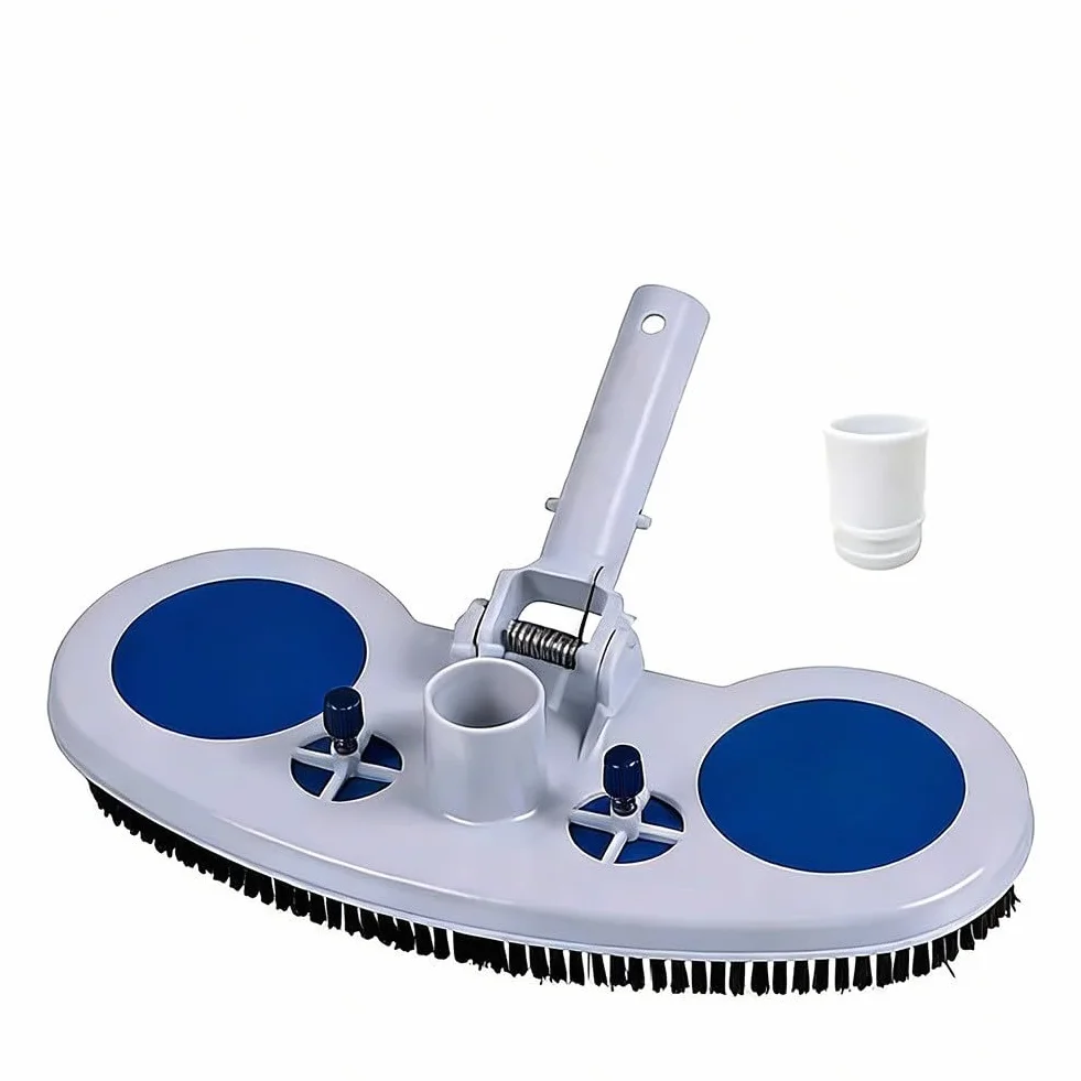 Brosse Tête d'Aspirateur de Piscine Lestée avec Valve Hydrostatique pour Carrelage, Vinyle, Fibre de Verre, Compatible Poteaux Standard Bleu Blanc