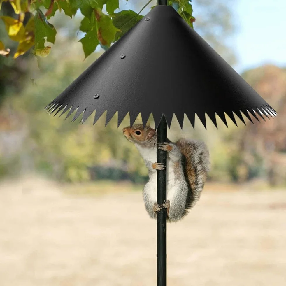 Déflecteur anti-écureuil 35,6 cm pour poteaux à oiseaux réutilisable universel