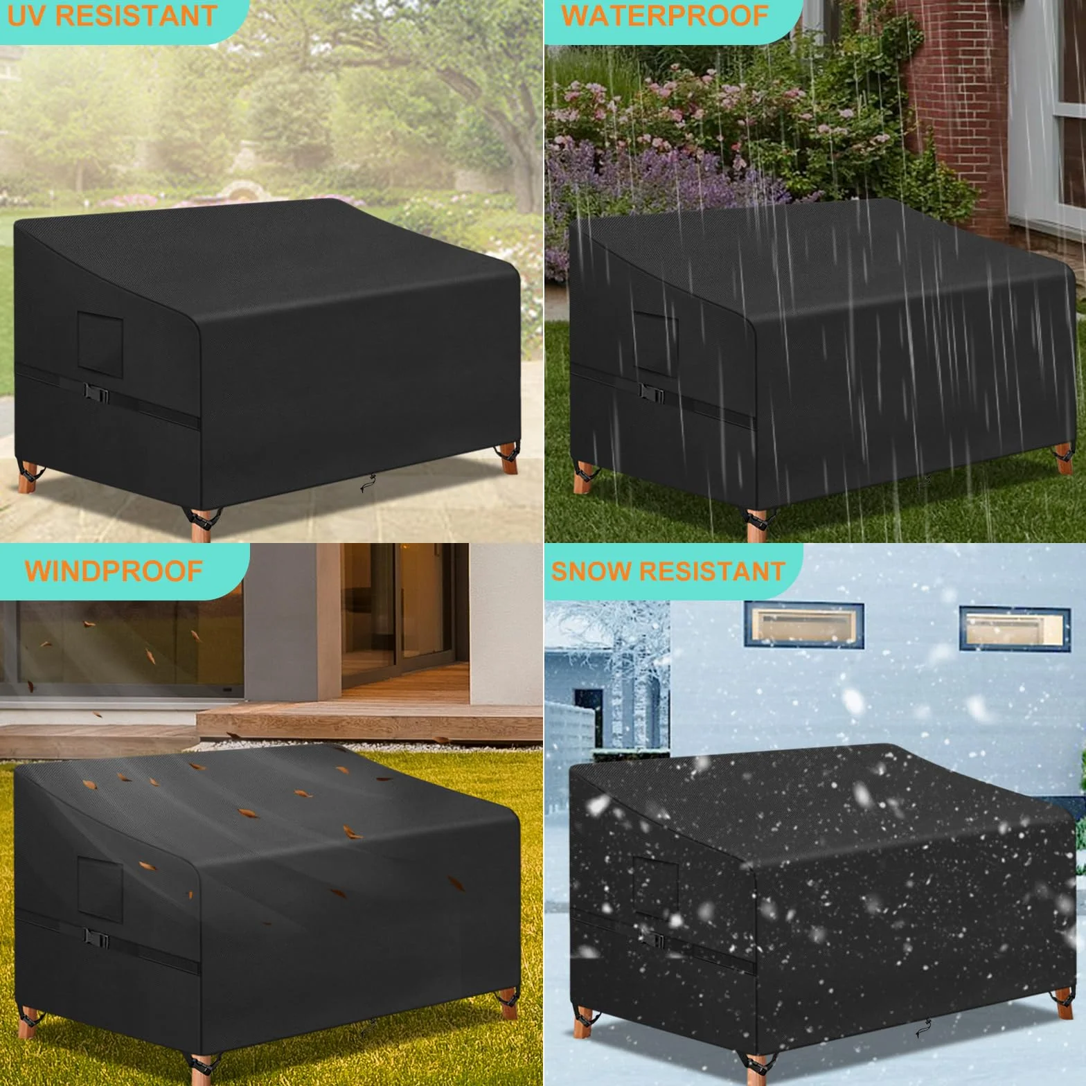 Kovshuiwe Housse Banc de Jardin 4 Places 420D Oxford 163x66x63/89 cm