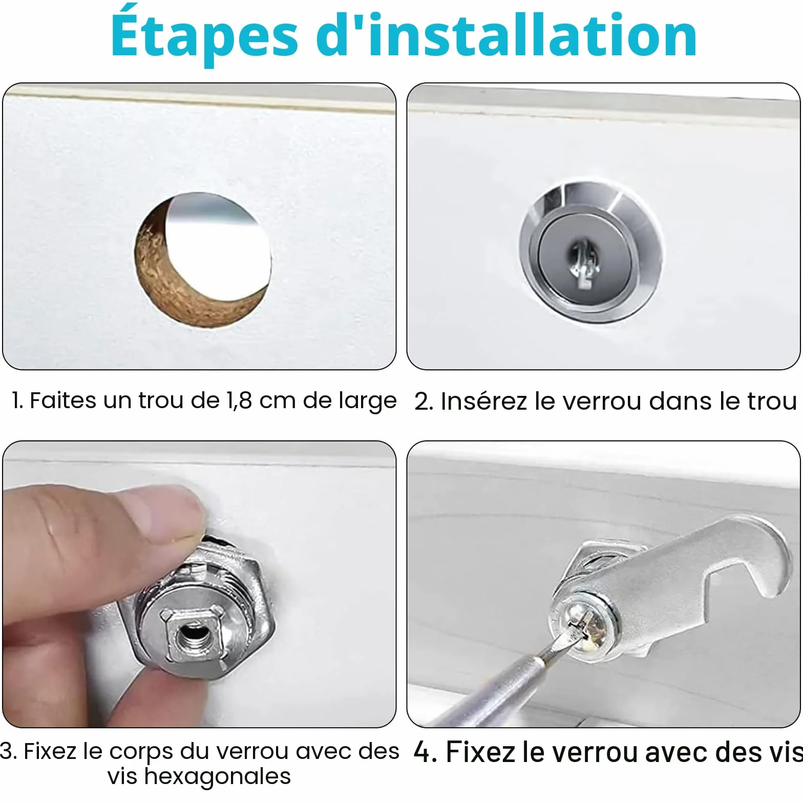 Serrure Boite Aux Lettres 16mm, Serrure De Boîte Aux Lettres avec 5 Plaques de Serrure Différentes et 5 Clés, Casier, Classeur