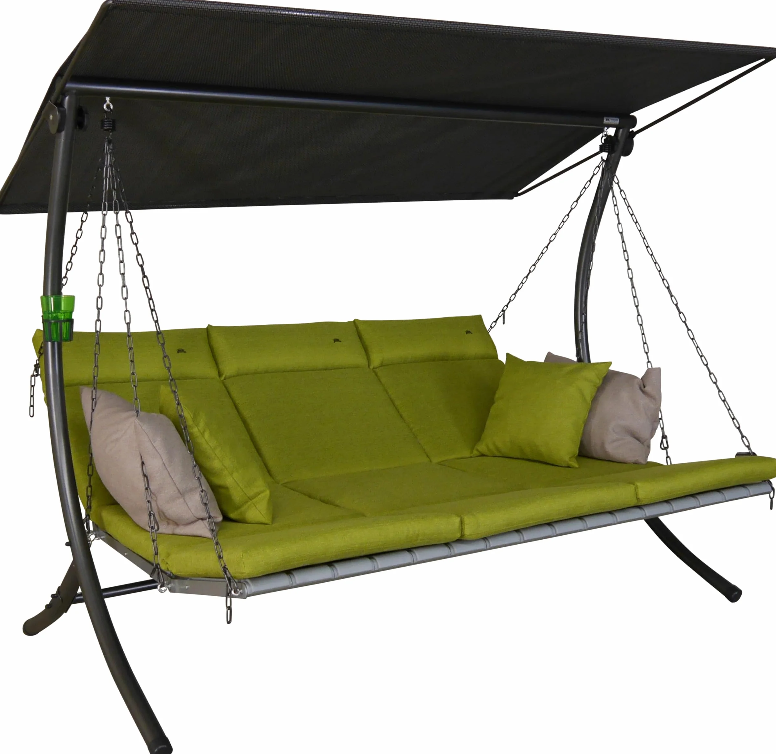 Angerer Balancelle Deluxe 3 Places Jardin Acier Galvanisé Toit Textilène Coussins Lavables Position Réglable Vert Clair