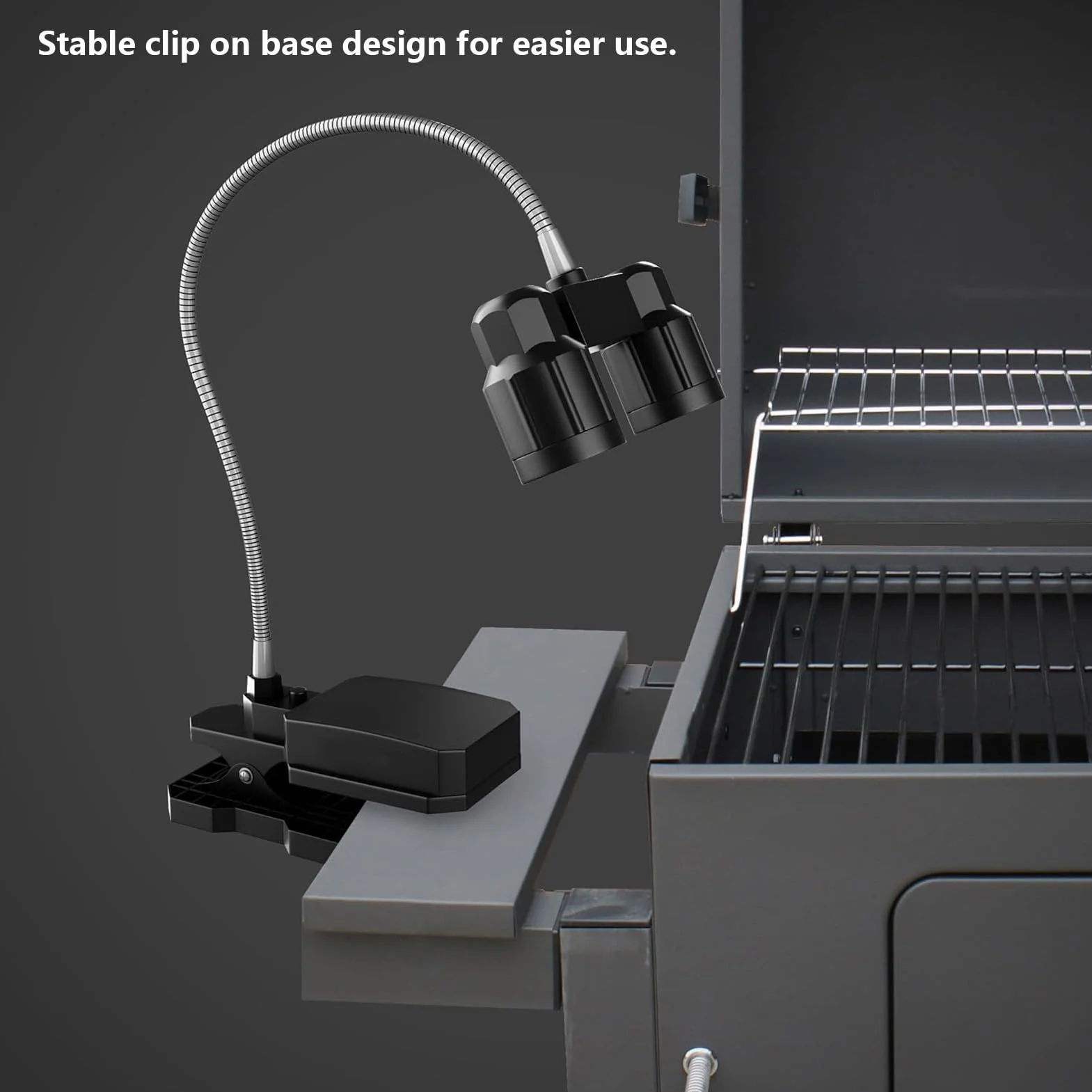 Lampe de Barbecue à Pince LED Double Tête, Lumière Flexible 360° pour Extérieur