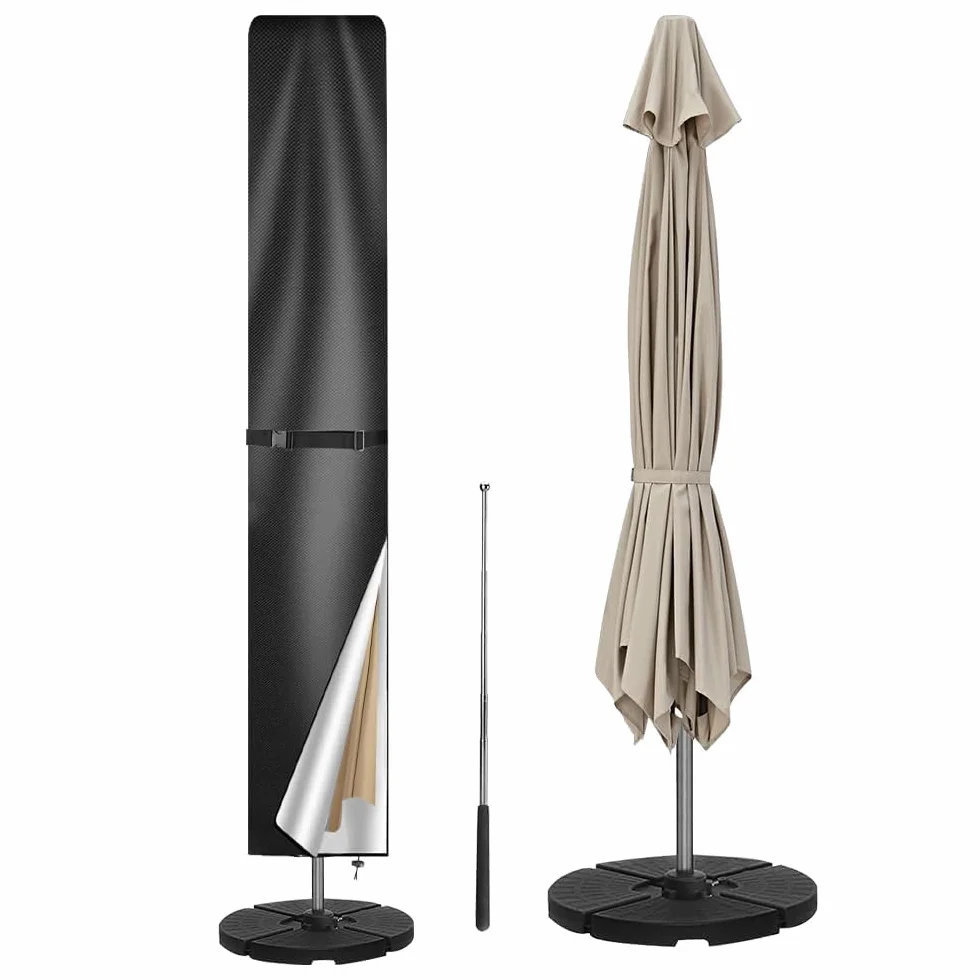 Housse de Protection Parasol Déporté 3-4m 210D Oxford Imperméable Anti-UV Jardin (249x57/57cm)